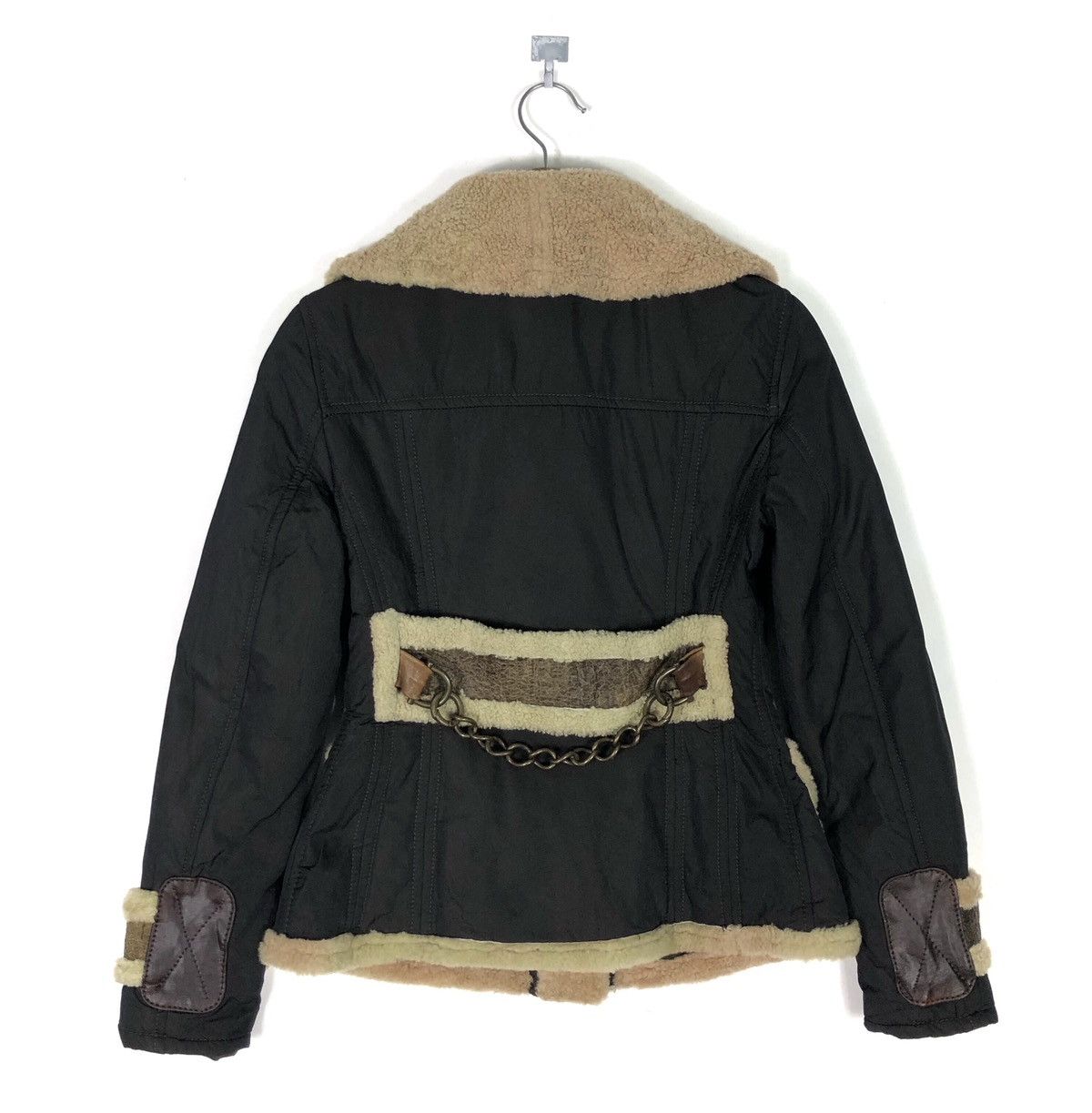 Blackstock & Weber MADE IN ITALY WEBER PATCHWORK SHEEPSKIN SHEARLING JACKET Size XXS / US 00 / IT 34 - 4 Thumbnail