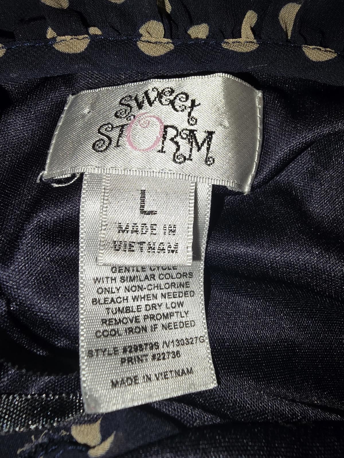 Designer Sweet Storm Women's Dress - Elegant Navy with Floral Design Size L / US 10 / IT 46 - 2 Thumbnail