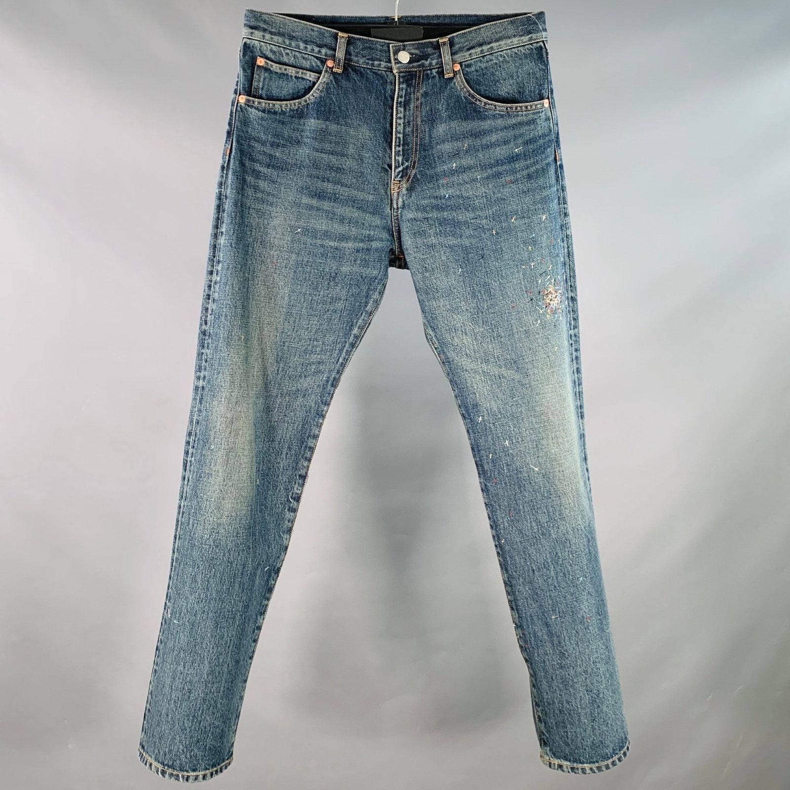 Undercover Blue Multi-Color Embroidery Cotton Relaxed Drop-Crotch Jeans Size US 32 / EU 48 - 1 Thumbnail