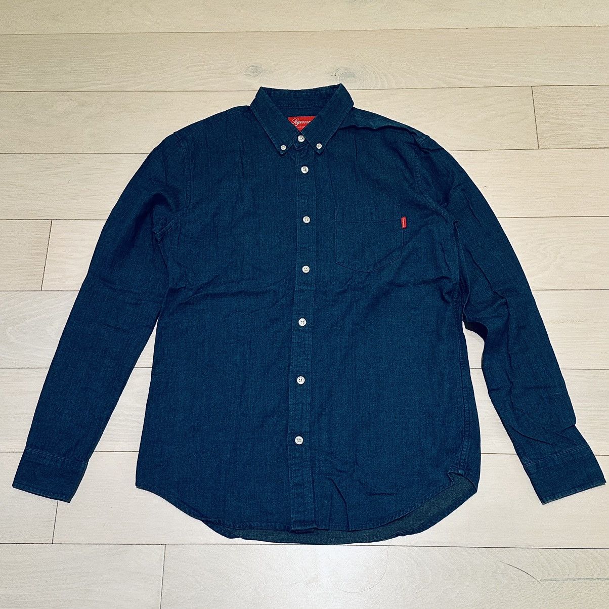 image of Supreme Long Sleeves Button Btd Shirt M in Navy, Men's (Size Medium)