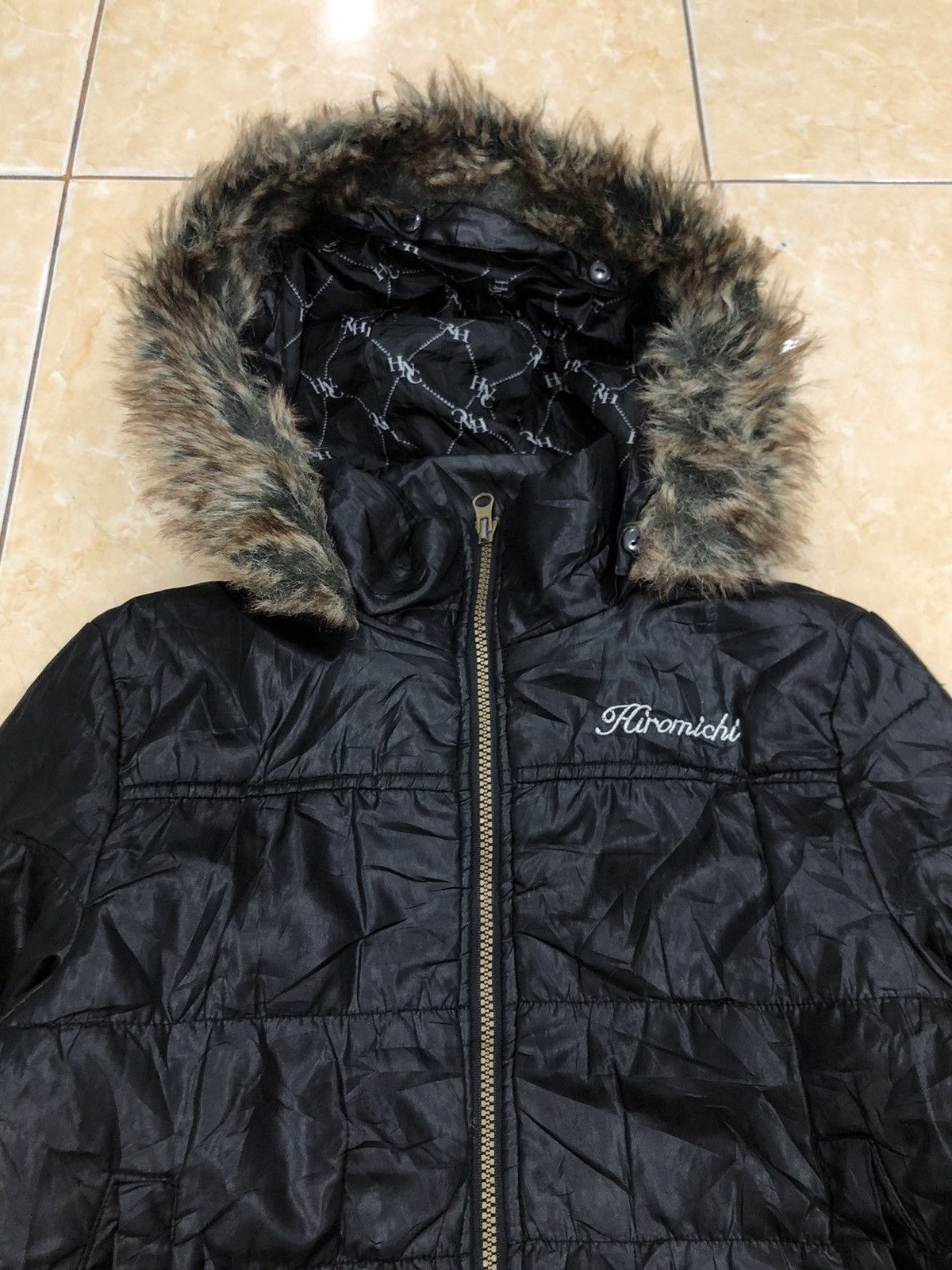 image of If Six Was Nine x Le Grande Bleu L G B Hiromichi Nakano Fur Puffer Zip Hoodie Jacket in Black (Size