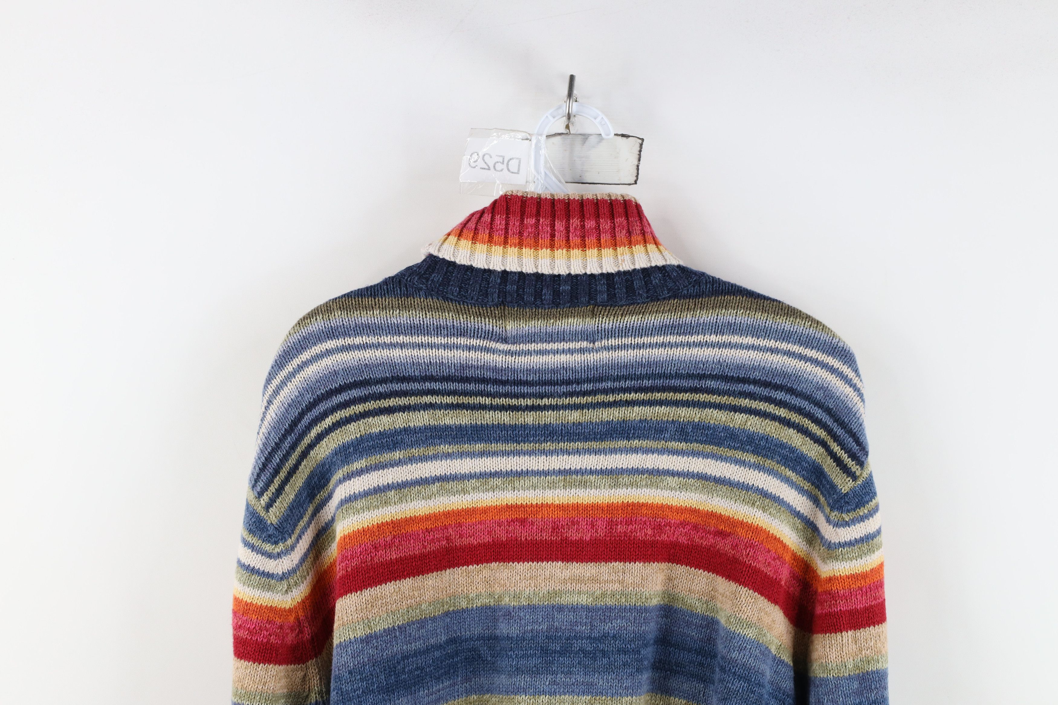 Vintage Vintage Y2K Streetwear Striped Knit Turtleneck Sweater Size L / US 10 / IT 46 - 8 Thumbnail