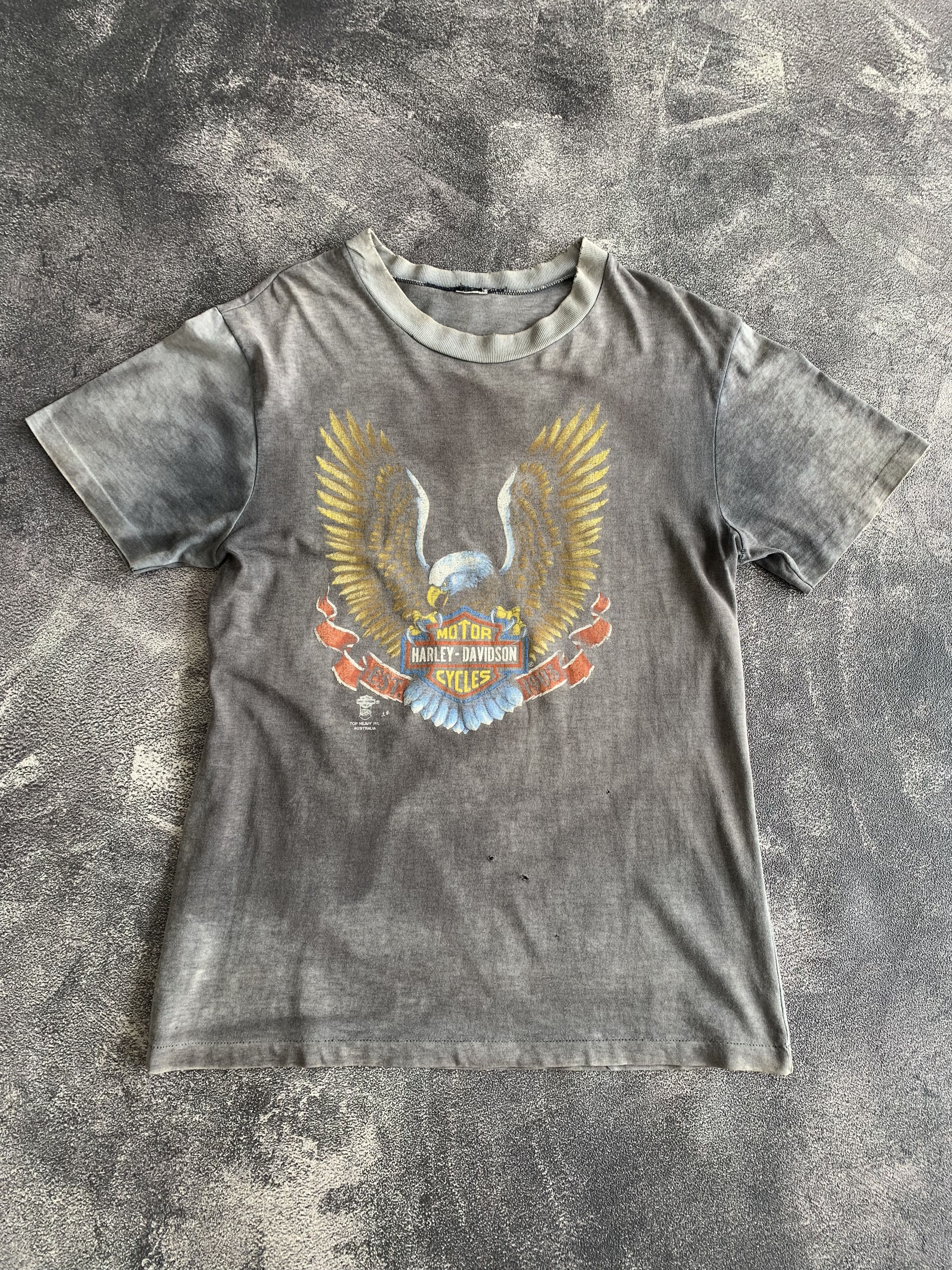 Harley Davidson 💎 Thrashed Sun Faded Vintage Harley Davidson Tee Size US M / EU 48-50 / 2 - 2 Thumbnail
