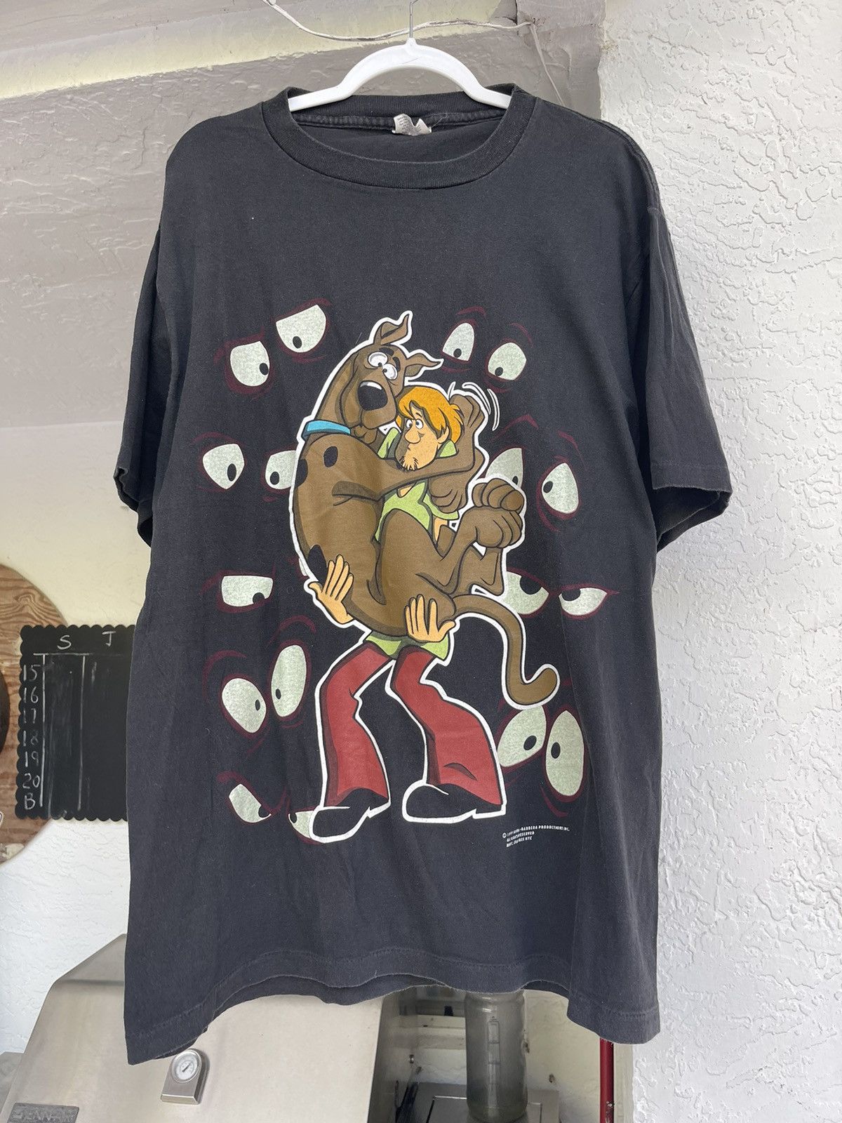 image of Vintage 1997 Scooby Doo Shirt Cartoon Promo Glow In The Dark in Black, Men's (Size XL)