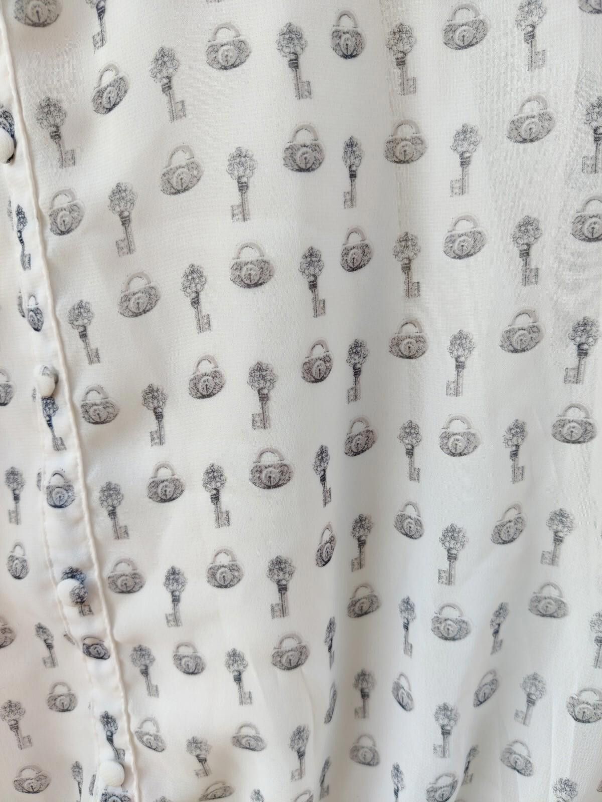 Other Roz & Ali Lock & Key Sheer White Top Blouse w/ Built in Cami Size XL / US 12-14 / IT 48-50 - 9 Thumbnail