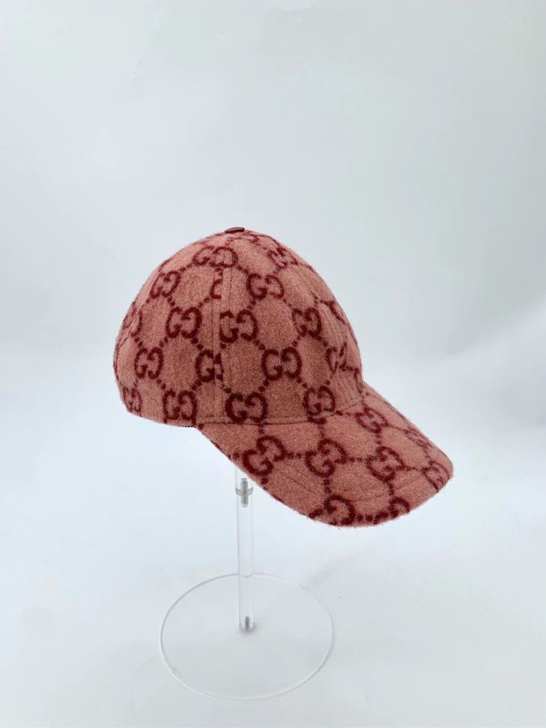 Gucci Gucci Size M Logo old flower full print pink wool baseball Size ONE SIZE - 2 Thumbnail
