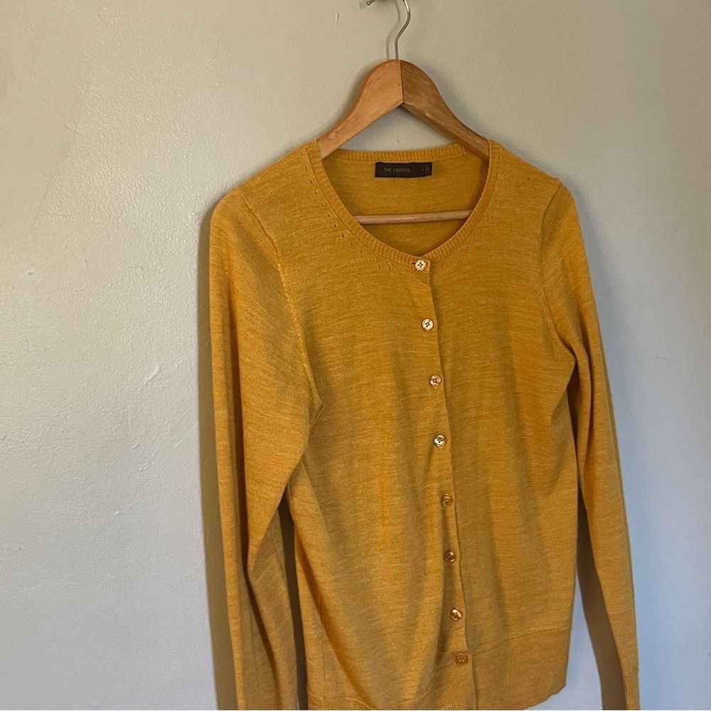 Designer The Limited Lightweight Crewneck Cardigan Yellow Large Size L / US 10 / IT 46 - 3 Thumbnail