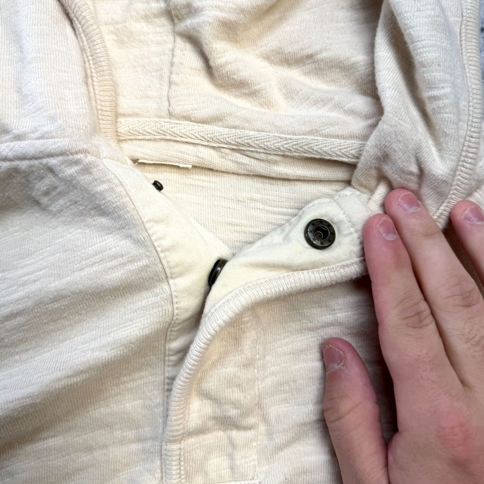 J.Crew J.CREW Hoodie Mens Small Ivory Slam Button Slub Cotton Pullover Beach Shirt? Size US S / EU 44-46 / 1 - 6 Thumbnail