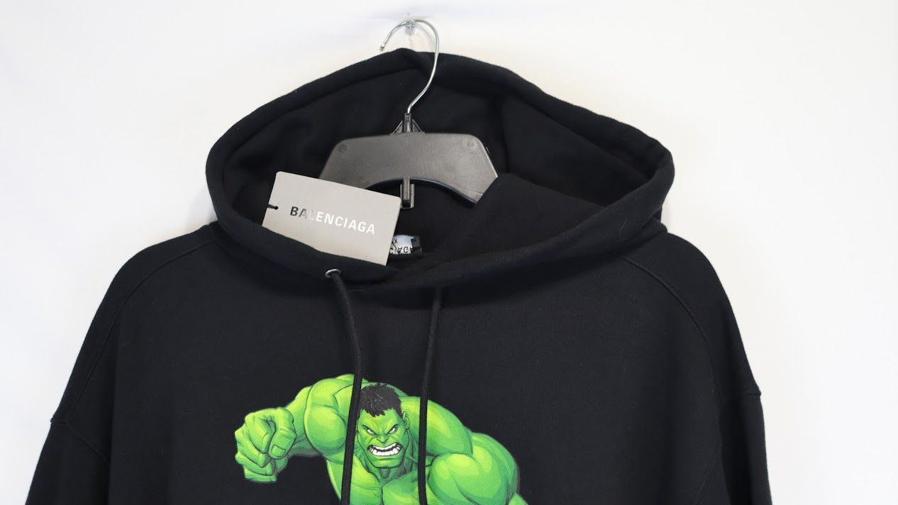 Balenciaga o1rshd1 Hulk Medium Molleton Hoodie in Black Size US XS / EU 42 / 0 - 2 Thumbnail
