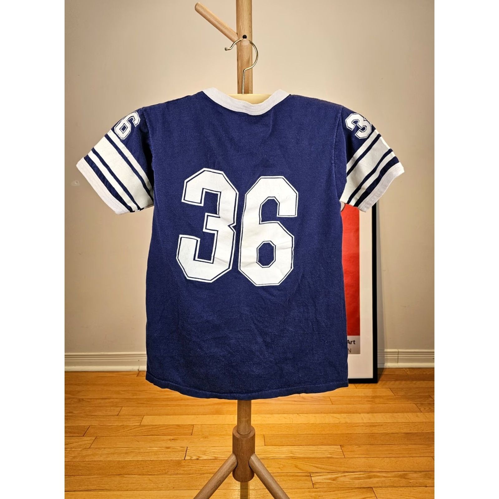 Vintage VINTAGE UNKNWON #36 BLUE FOOTBALL SINGLE STITCH T-SHIRT SZ SMALL T-Shirt Men Short Sleeve Cotton Jersey Round Neck 70's 70s Vintage Classic USA Size US S / EU 44-46 / 1 - 7 Thumbnail