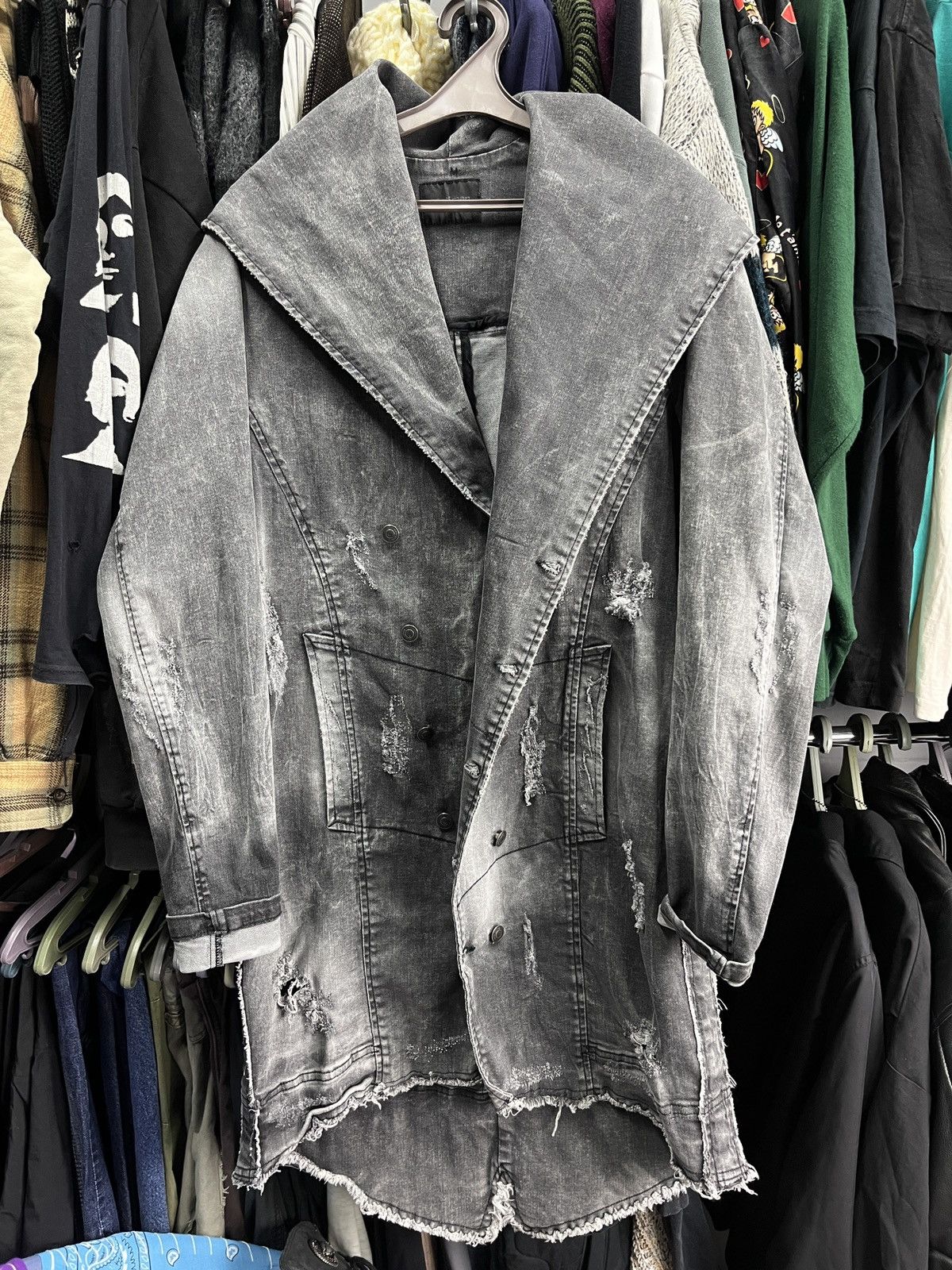 Xagon Man XAGON MAN ARCHIVE DISTRESSED FADED DENIM COAT JACKET - 2276 Size US M / EU 48-50 / 2 - 2 Thumbnail