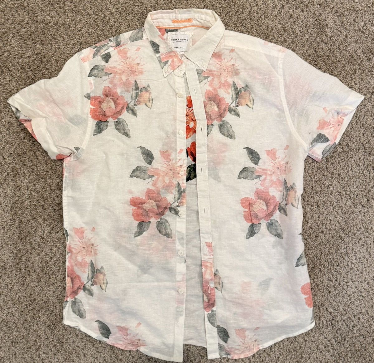 Denim & Flower Denim & Flower Floral Button-Up (Sheer White) Size US L / EU 52-54 / 3 - 1 Thumbnail