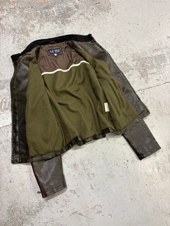 Armani 2000s Armani AJ Classic Biker Brown Leather Jacket Size US M / EU 48-50 / 2 - 7 Thumbnail
