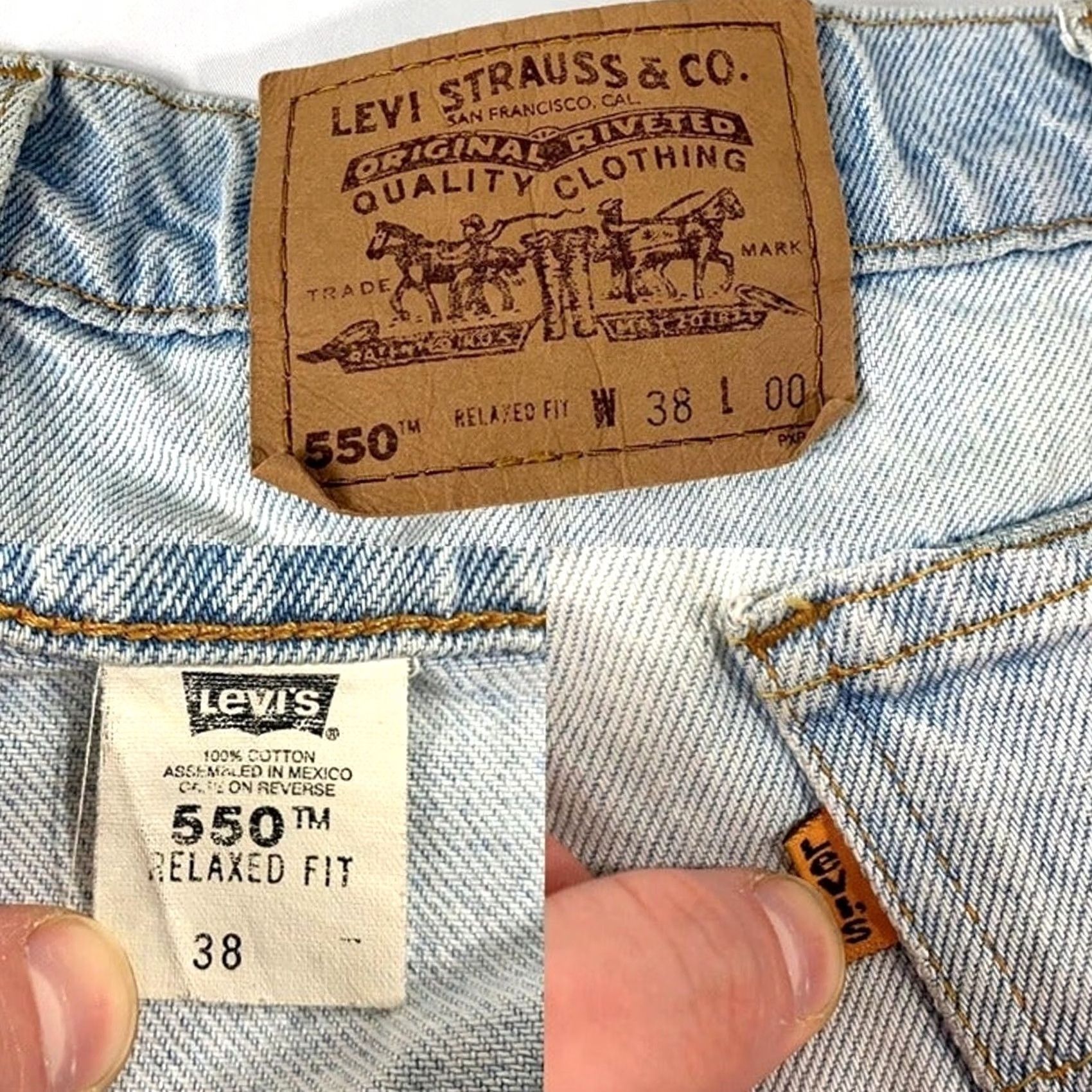 Levi's VINTAGE Levi's 550 Orange Tab Denim Shorts Cargo Men 38 Blue 70s Relaxed Fit Shorts Size US 38 / EU 54 - 4 Thumbnail