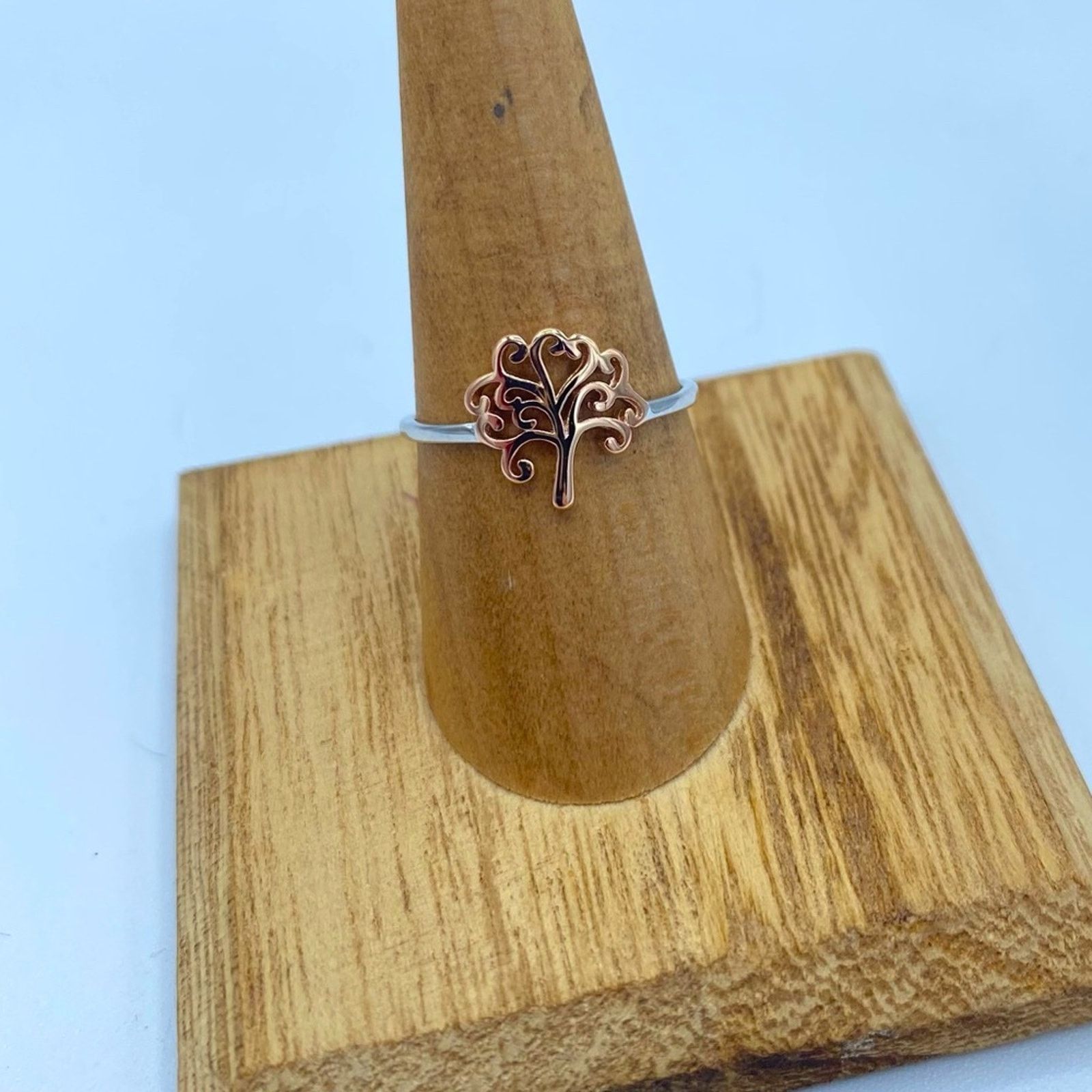 The Unbranded Brand Tree Of Life Two-Tone Sterling Silver Ring Size 6,7,8 Size ONE SIZE - 2 Thumbnail