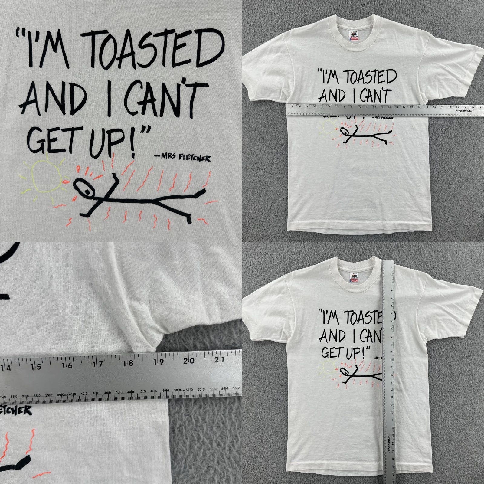 Fruit Of The Loom VINTAGE Fruit Of The Loom Mens L White Single Stitch Shirt 90s Humor USA Size US L / EU 52-54 / 3 - 8 Thumbnail