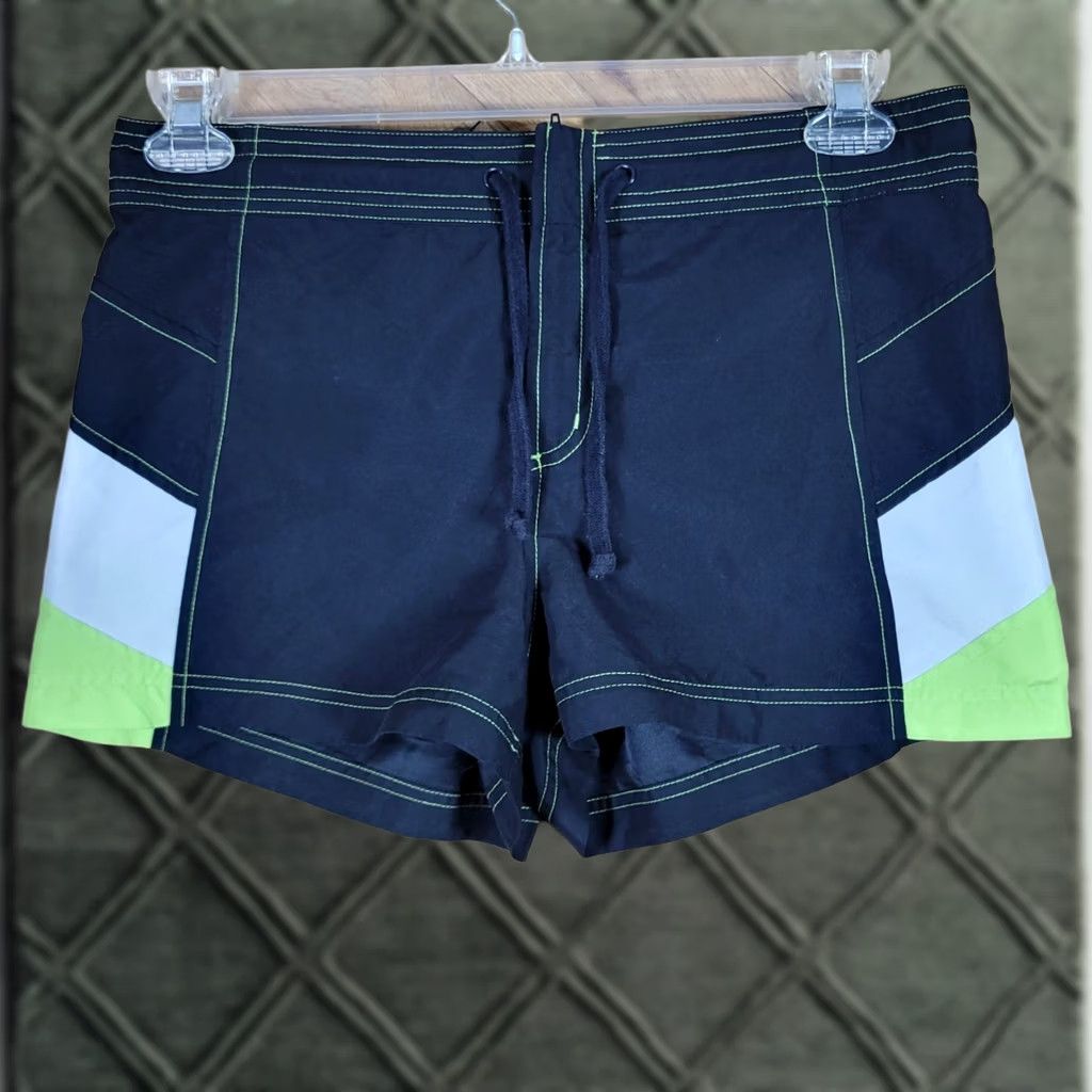 Vintage Energy Zone Womens Athletic Swim Shorts M Black White Neon Green Shorts Ladies Activewear 0 Size 32" / US 10 / IT 46 - 1 Thumbnail