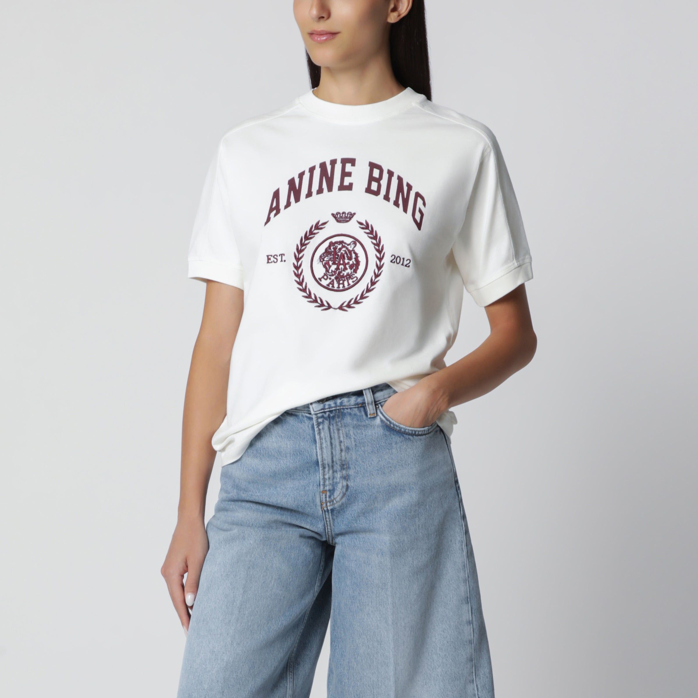 Anine Bing Cream Logo-Print T-Shirt, Women's