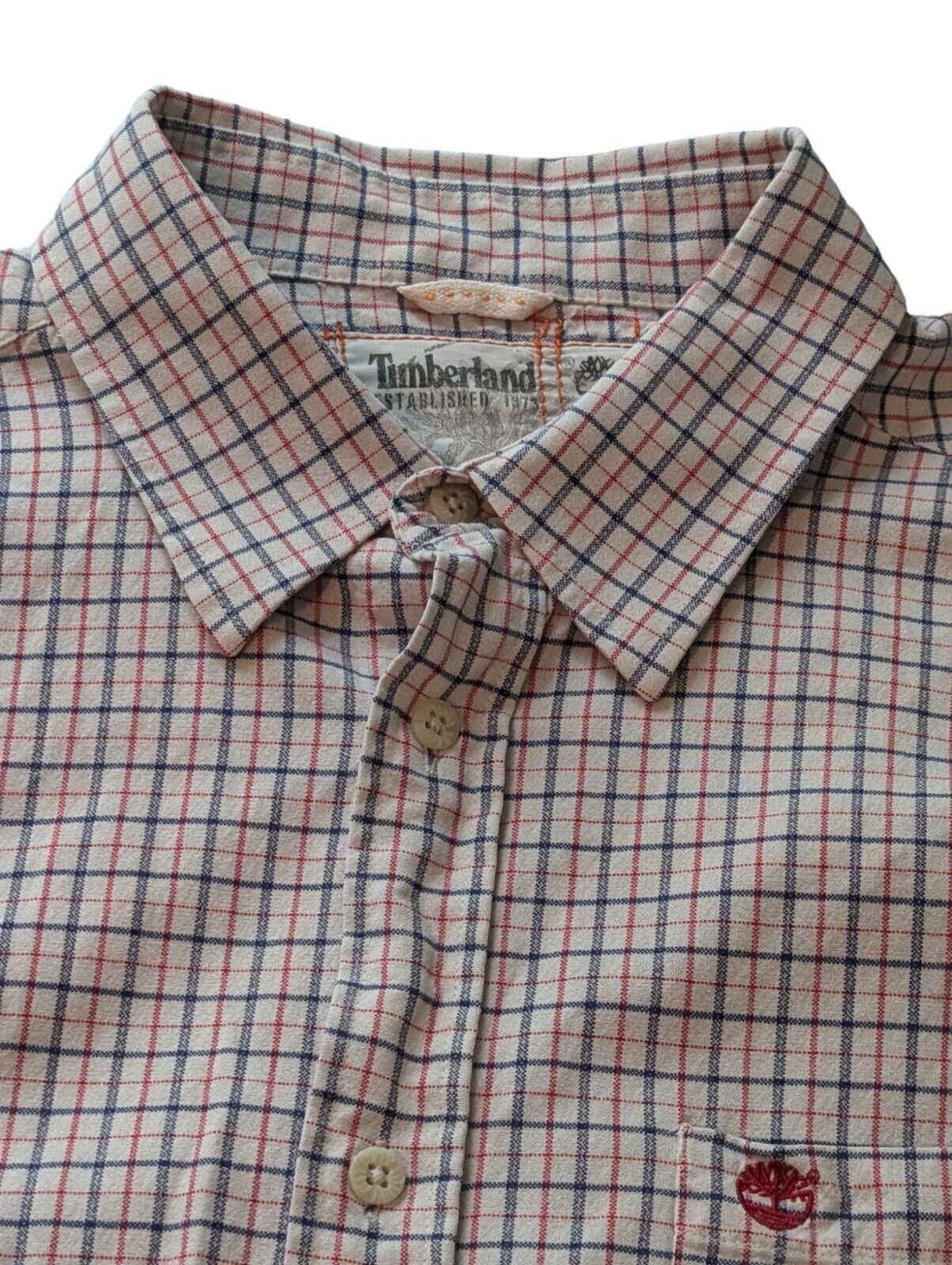 Timberland Timberland Mens Check Reg Fit LS Button Shirt Red White L Size US L / EU 52-54 / 3 - 2 Thumbnail