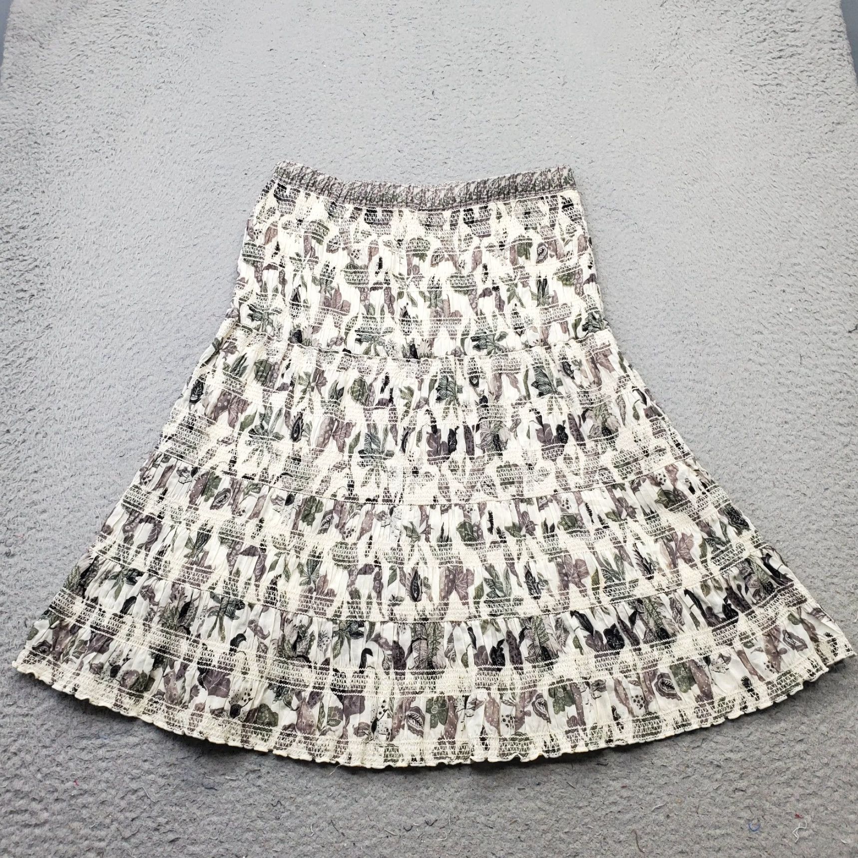 Tory Burch Tory Burch Womens Skirt 4 Midi Leaf Print Elastic Waist UVUC? Size 27" / US 4 / IT 40 - 2 Thumbnail
