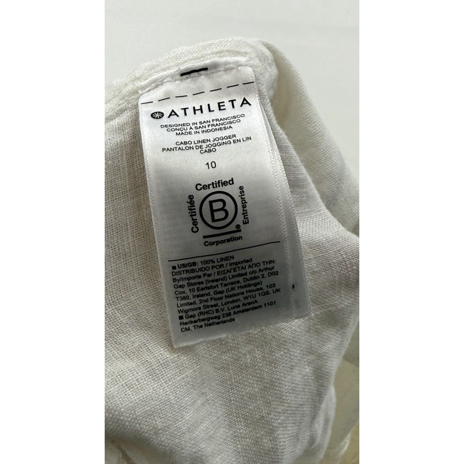 Athleta Athleta Pants Womens 10 White Cabo Linen Jogger Drawstring Pockets Elastic Waist Size 32" / US 10 / IT 46 - 6 Thumbnail