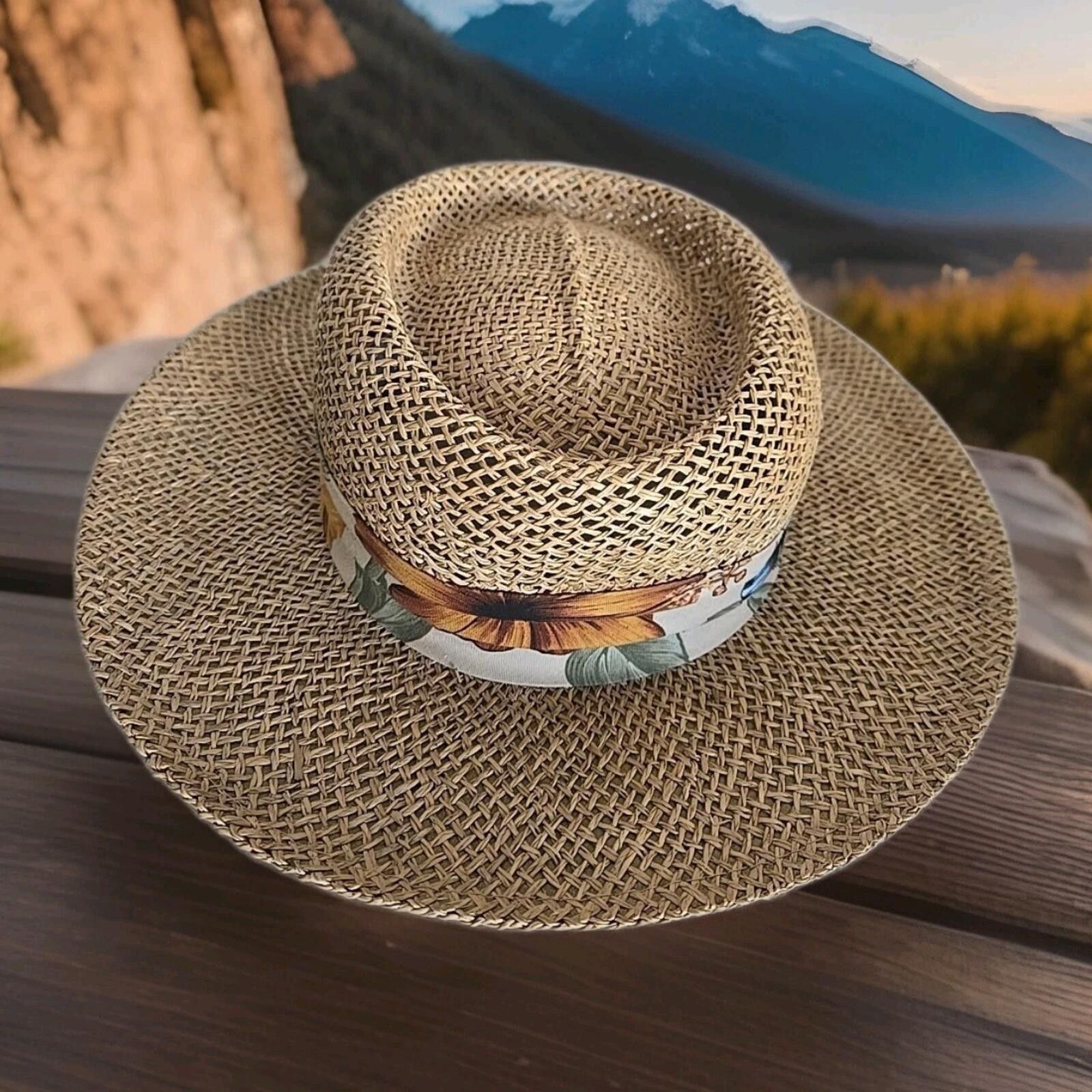 Other Vintage GREEN CLUB Fits All Straw Golf Hat Floral Band OS Size ONE SIZE - 1 Thumbnail