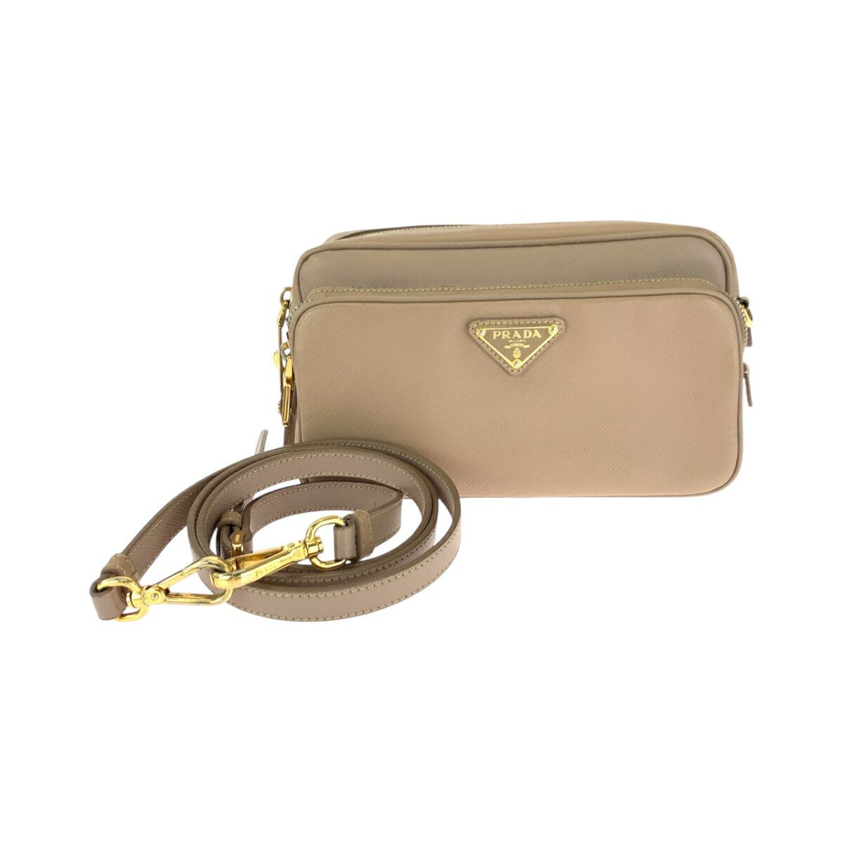 Prada Prada Saffiano Triangle Logo Plate Leather Shoulder Bag Bt1010 Leather Shoulder Bag Bt1010 in Pink, Women's