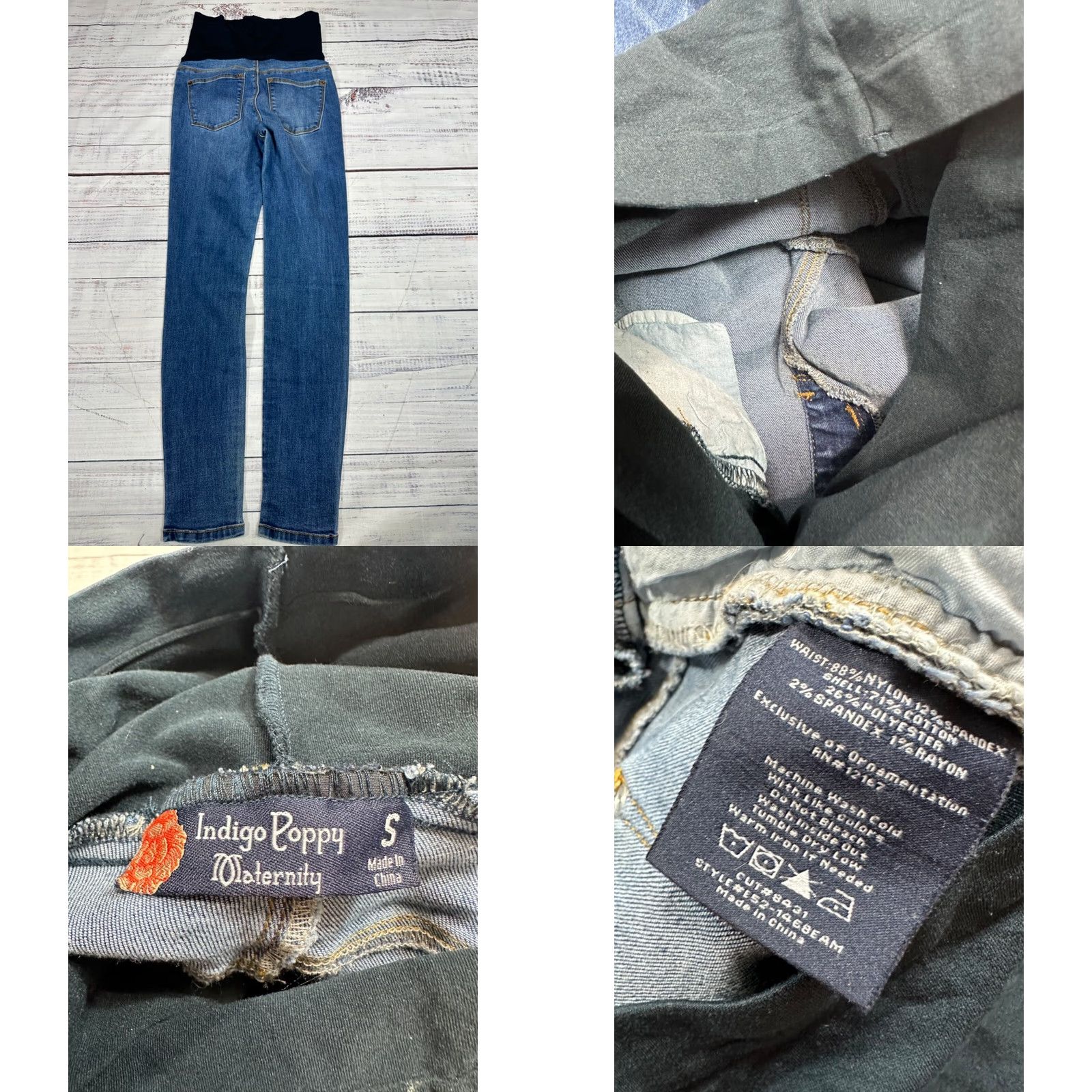 Vintage Indigo Poppy Maternity Jeans Skinny Womens S Blue Stretch Pull On Size 28" / US 6 / IT 42 - 8 Thumbnail