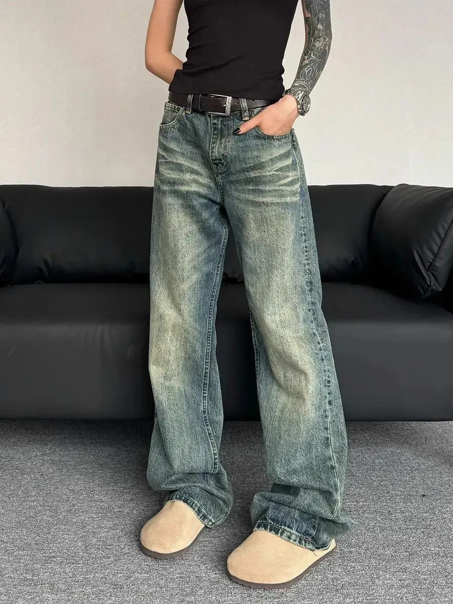 Japanese Brand Retro loose fitting straight leg micro flared jeans Size US 32 / EU 48 - 2 Thumbnail