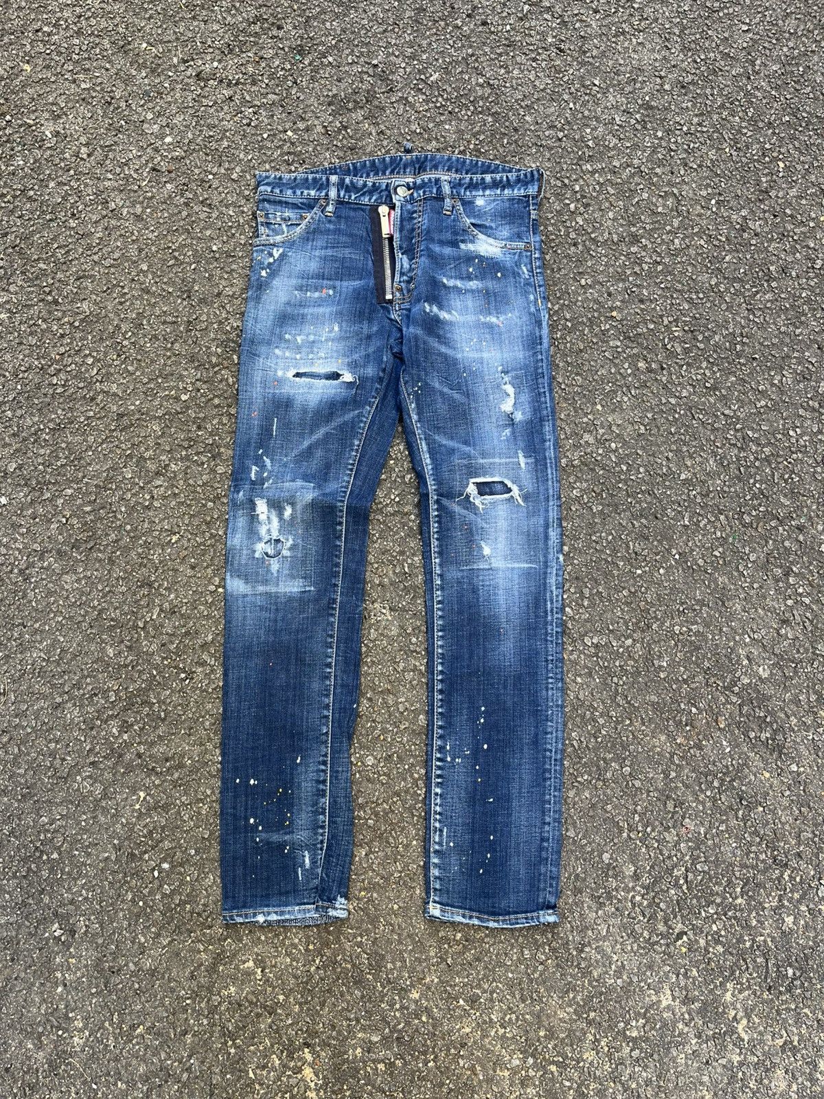 Dsquared2 Distressed Denim DSQUARED2 Jeans Paint Splash Slim Pants Size US 30 / EU 46 - 1 Thumbnail