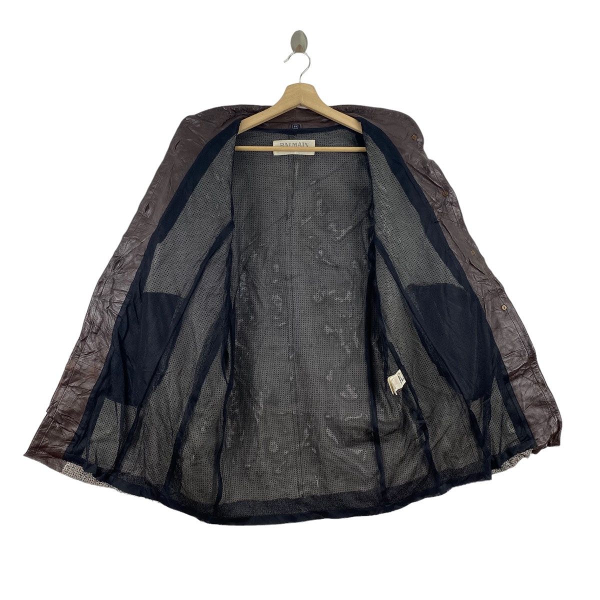 Balmain BALMAIN PARIS Brand Button Up Leather Wool Trench Coat Size US M / EU 48-50 / 2 - 3 Thumbnail