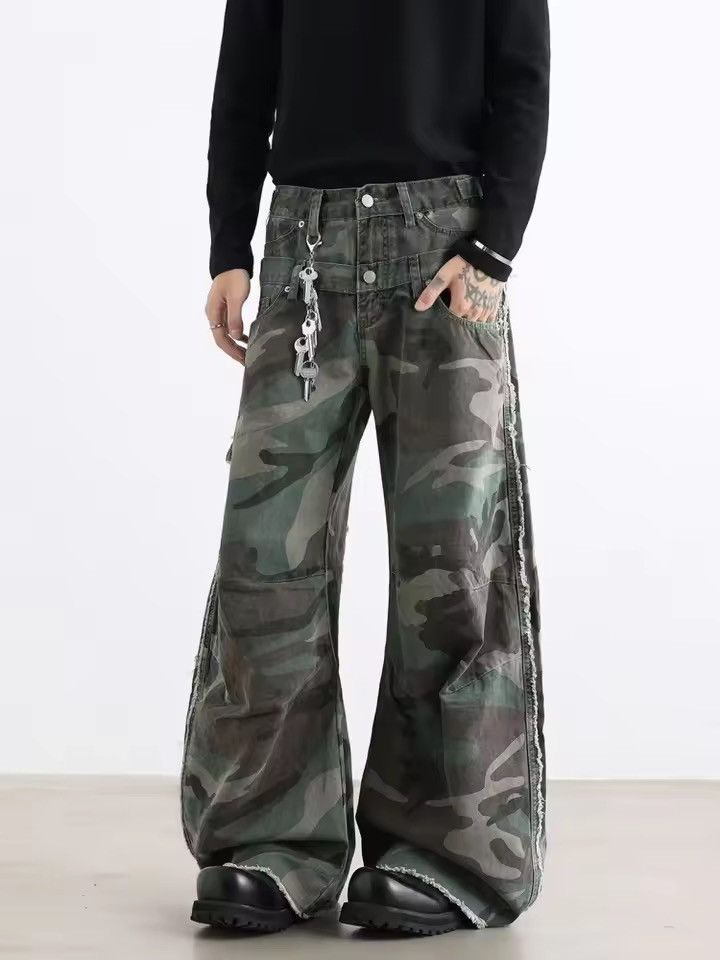Vintage Kinuka x Misa Camo Cargo Wide Stacked Flare Pants Size US 33 - 2 Thumbnail