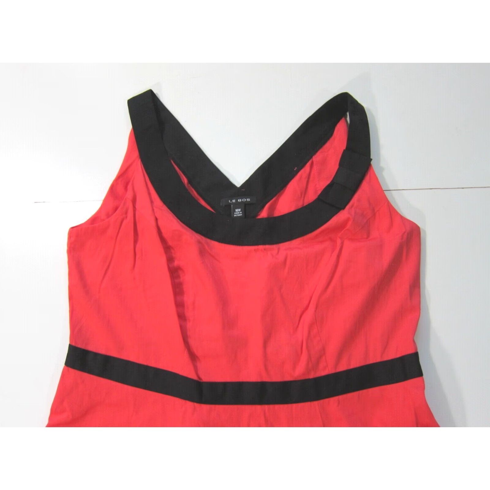 Vintage NWT Le Bos Cotton Pink Orange Black Sleeveless Drop Waist Tank Dress Plus 16W Size XXL / US 16-18 / IT 52-54 - 6 Thumbnail