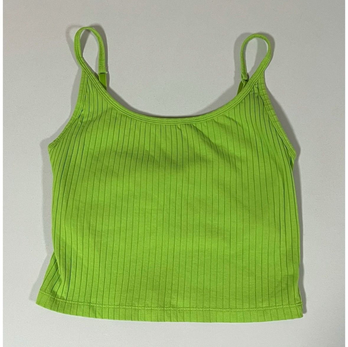 Old Navy Lime Green Shelf-Bra Cami Camisole Tank Crop Top Size S 💚 Size S / US 4 / IT 40 - 2 Thumbnail