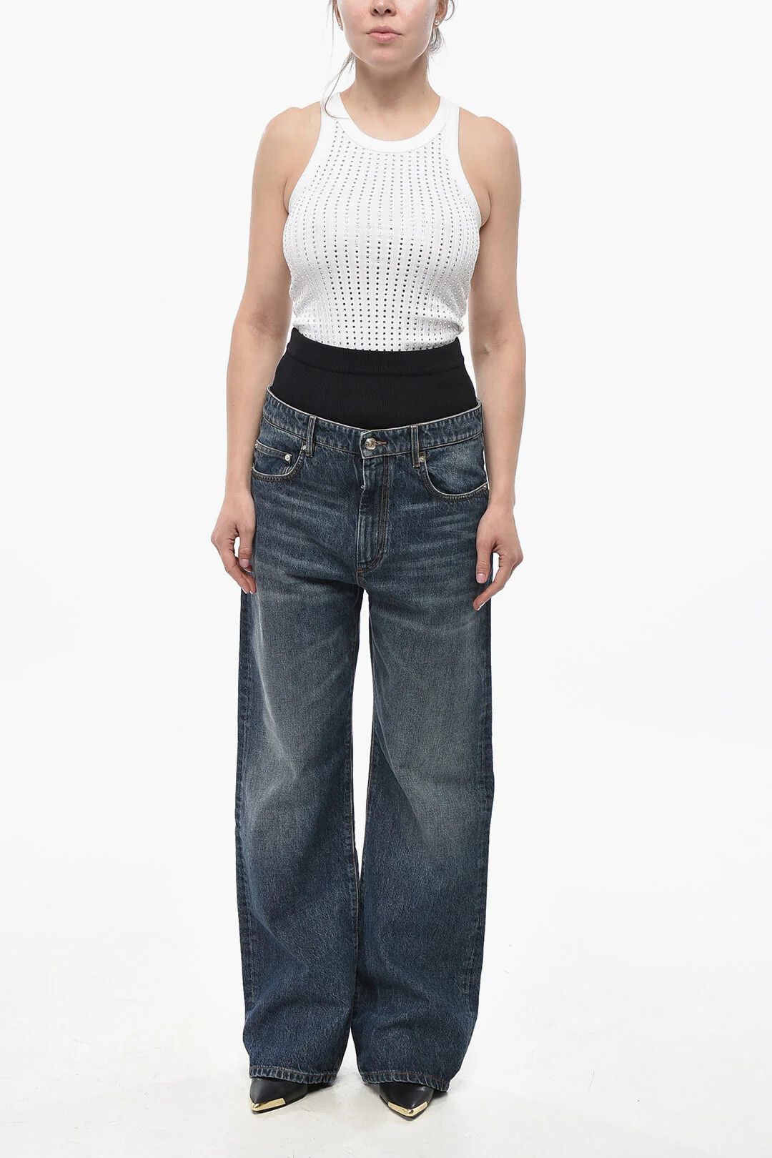 Max Mara og1mm0426 Elastic Waistband Jeans in Blue Size 28" / US 6 / IT 42 - 4 Thumbnail