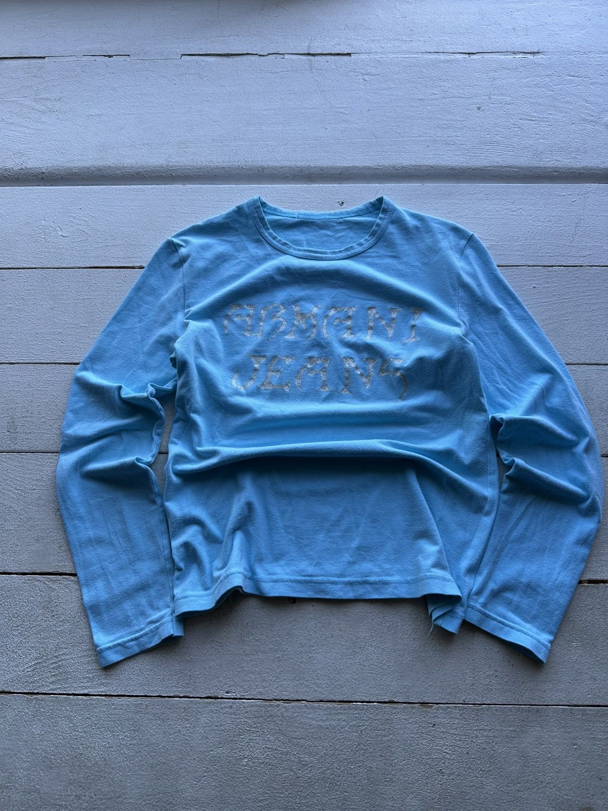 Armani 🚨VNTG Armani BIG SILVER LOGO RARE Y2K LONGSLEEVE Size L / US 10 / IT 46 - 1 Thumbnail