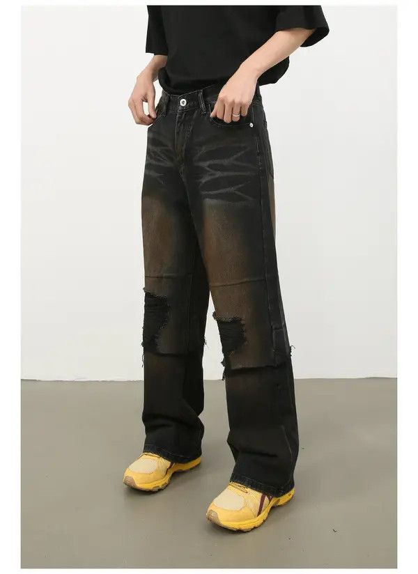 VIBE High street black American patchwork straight ripped jeans Size US 32 / EU 48 - 4 Thumbnail