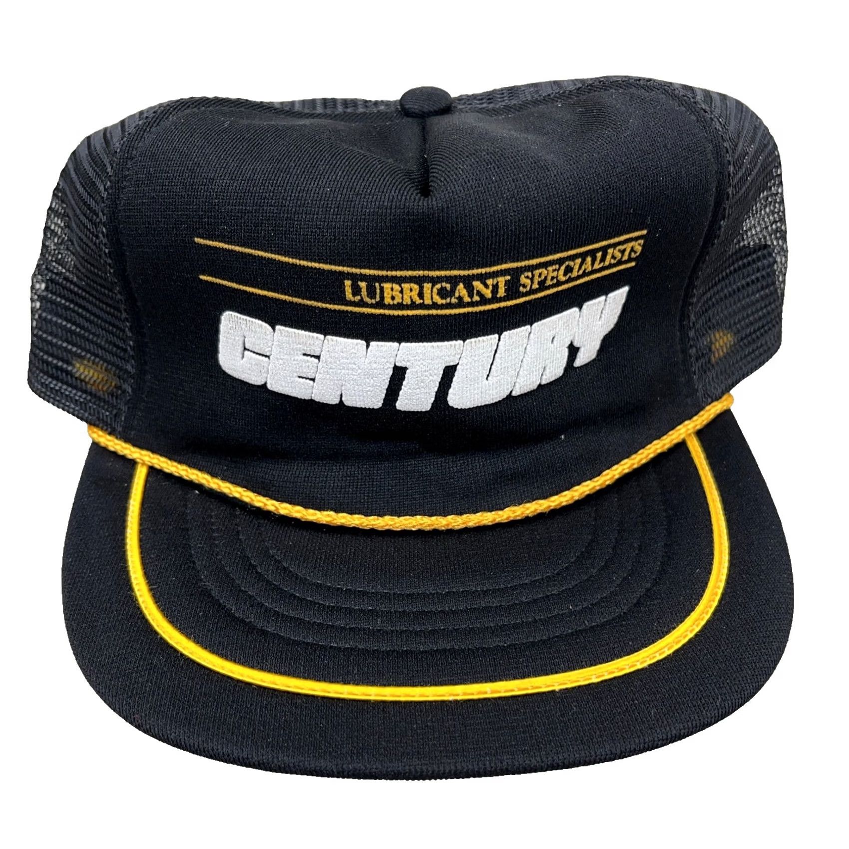 Roper VINTAGE Showboat Trucker Hat Cap Adjustable Black Yellow Stripe 80s US Aged Cotton Polyester Twill Mens Size ONE SIZE - 2 Thumbnail