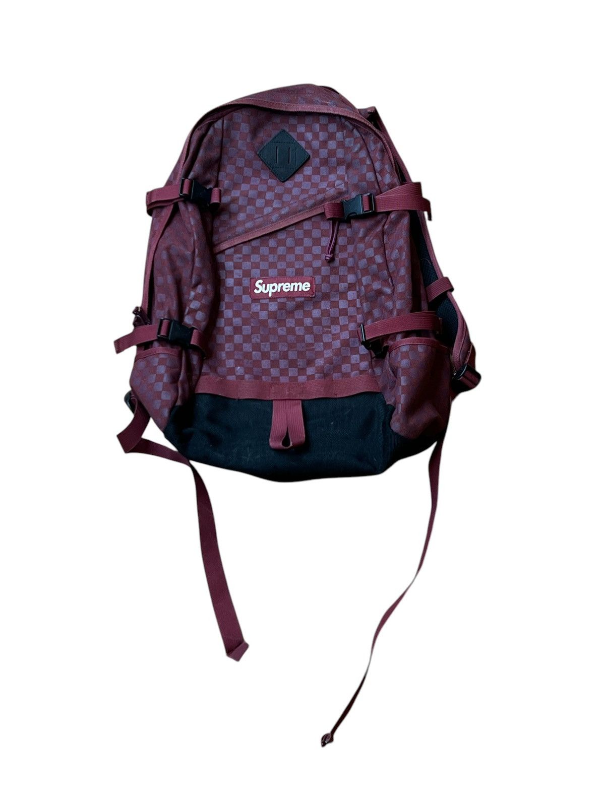 Supreme Supreme Burgundy Damier Checkered Rare Cordura Backpack FW11 Size ONE SIZE - 1 Thumbnail