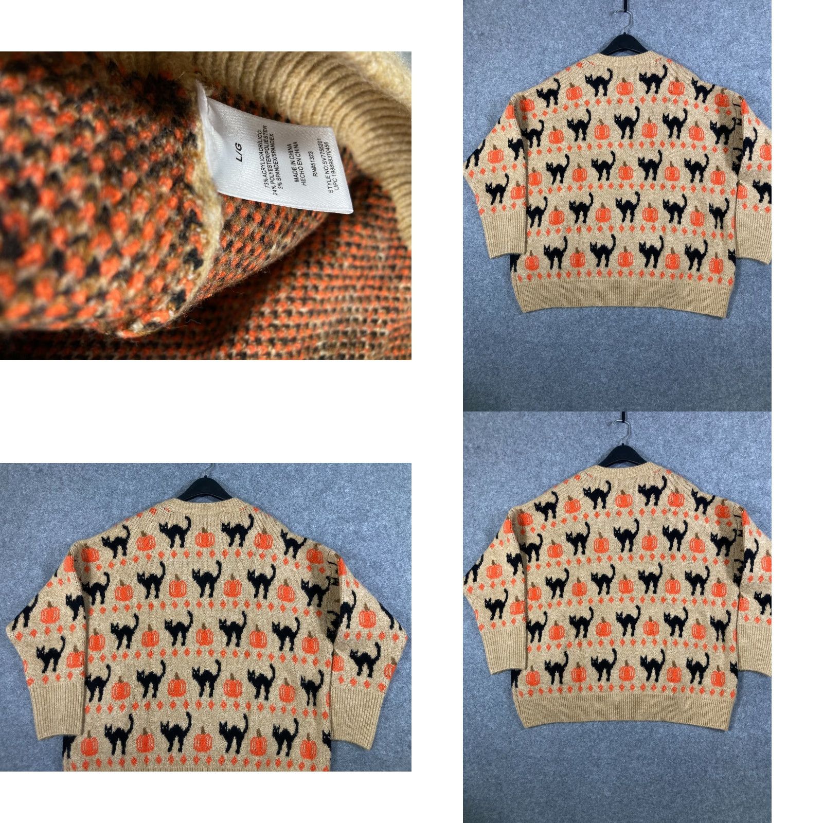 Vince Camuto Vince Camuto Pullover Halloween Sweater Womens Large Tan Knit Crew Neck NWT Size L / US 10 / IT 46 - 8 Thumbnail