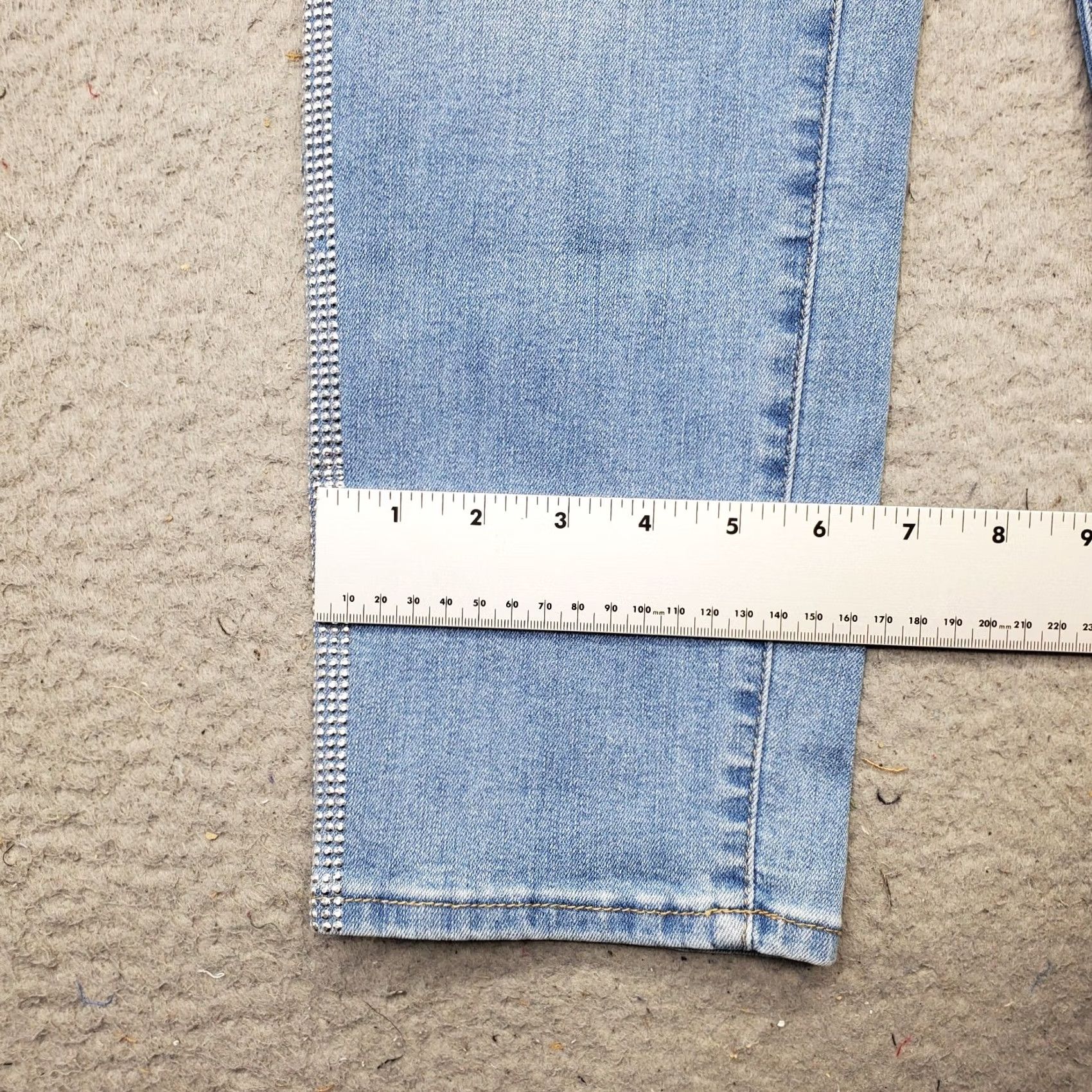 Denime Skinnygirl Womens Size 24 Jeans Blue Denim Faded Rhinestone Straight Leg Celeste Ankle Jeans Size 42" / US 20 - 5 Thumbnail