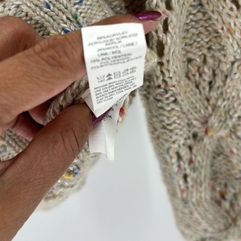 Lucky Brand Lucky Brand Beige Marled Open Knit Crew Neck Sweater wool Size S / US 4 / IT 40 - 6 Thumbnail