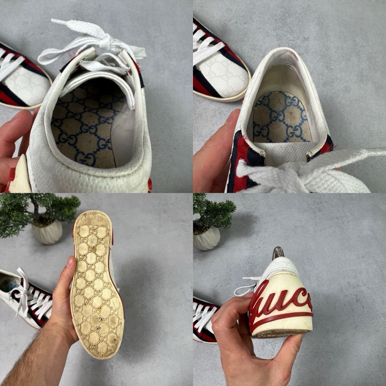 Gucci Gucci Sneakers GG Logo Monogram Stripe Leather White Y2K Size US 6 / IT 36 - 23 Thumbnail