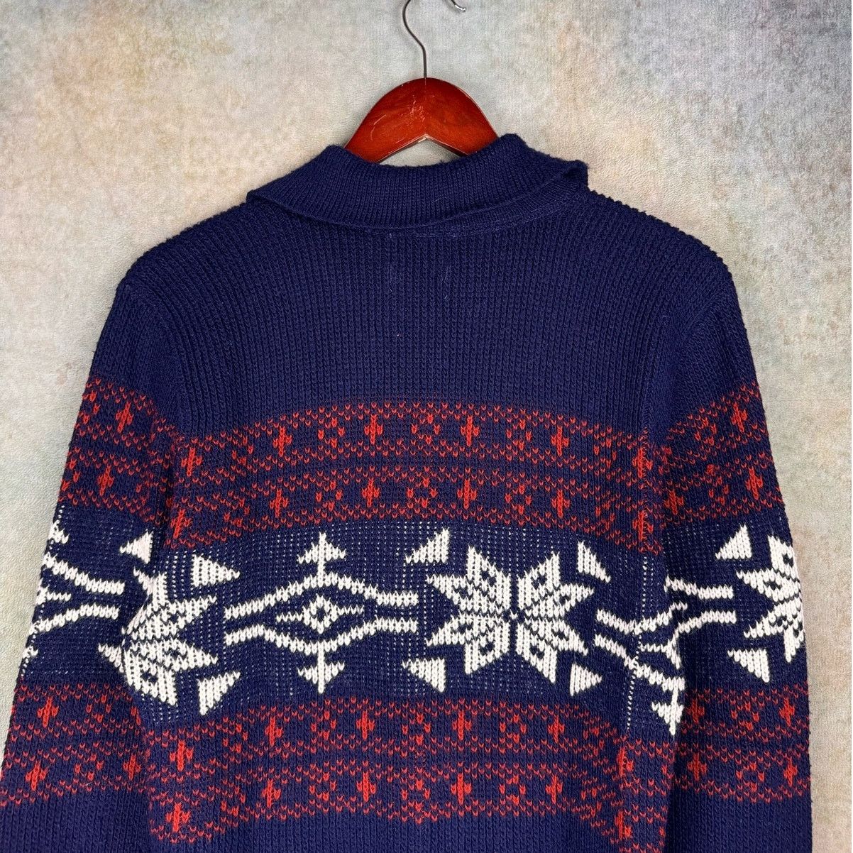 Vintage VTG 80s Knit Full Zip Jacket Sz M Navy Blue Red Size US M / EU 48-50 / 2 - 10 Thumbnail