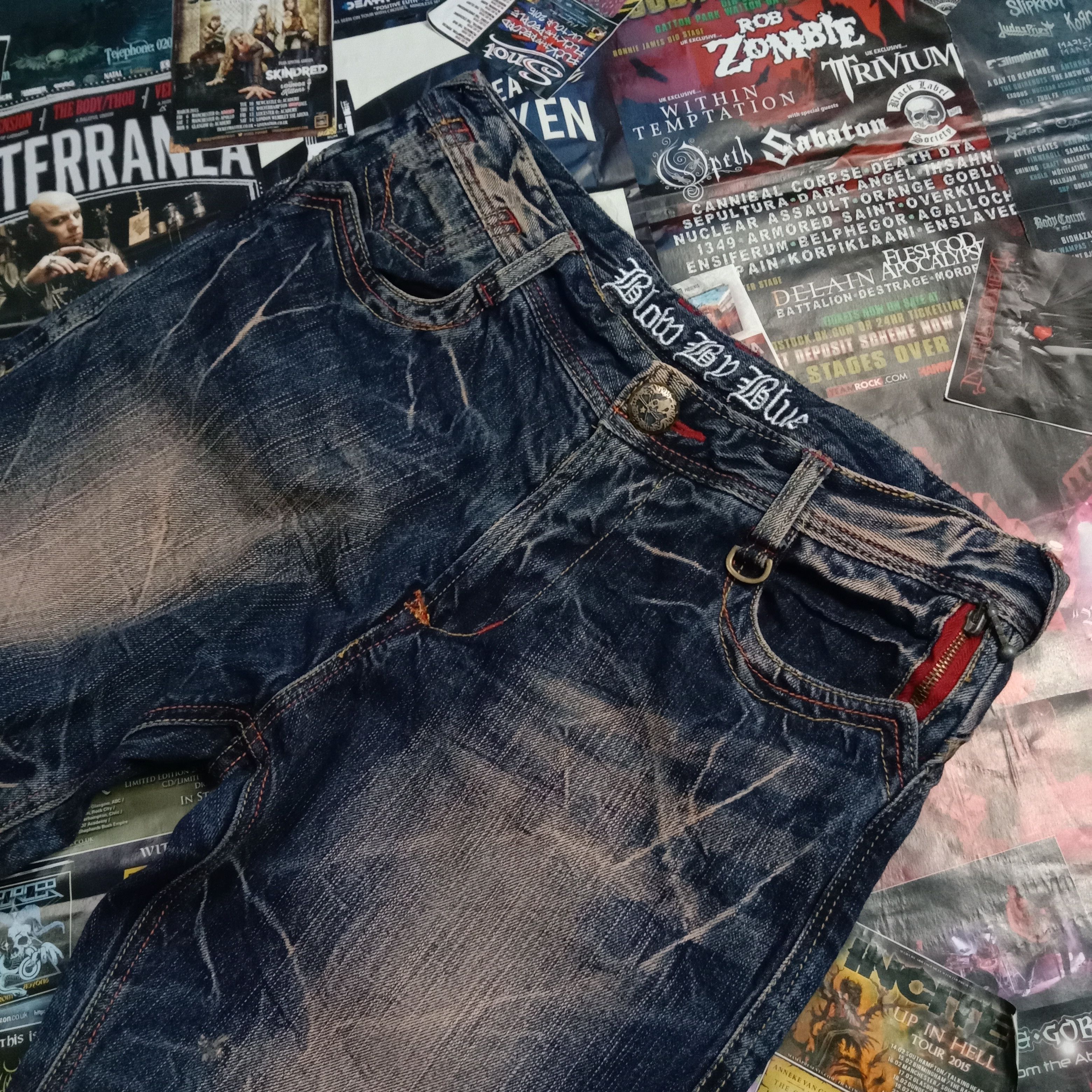 Affliction × Tornado Mart 🇯🇵 Vintage Seditionaries Y2k Blue Rusty Buckle Denim Size US 33 - 3 Thumbnail
