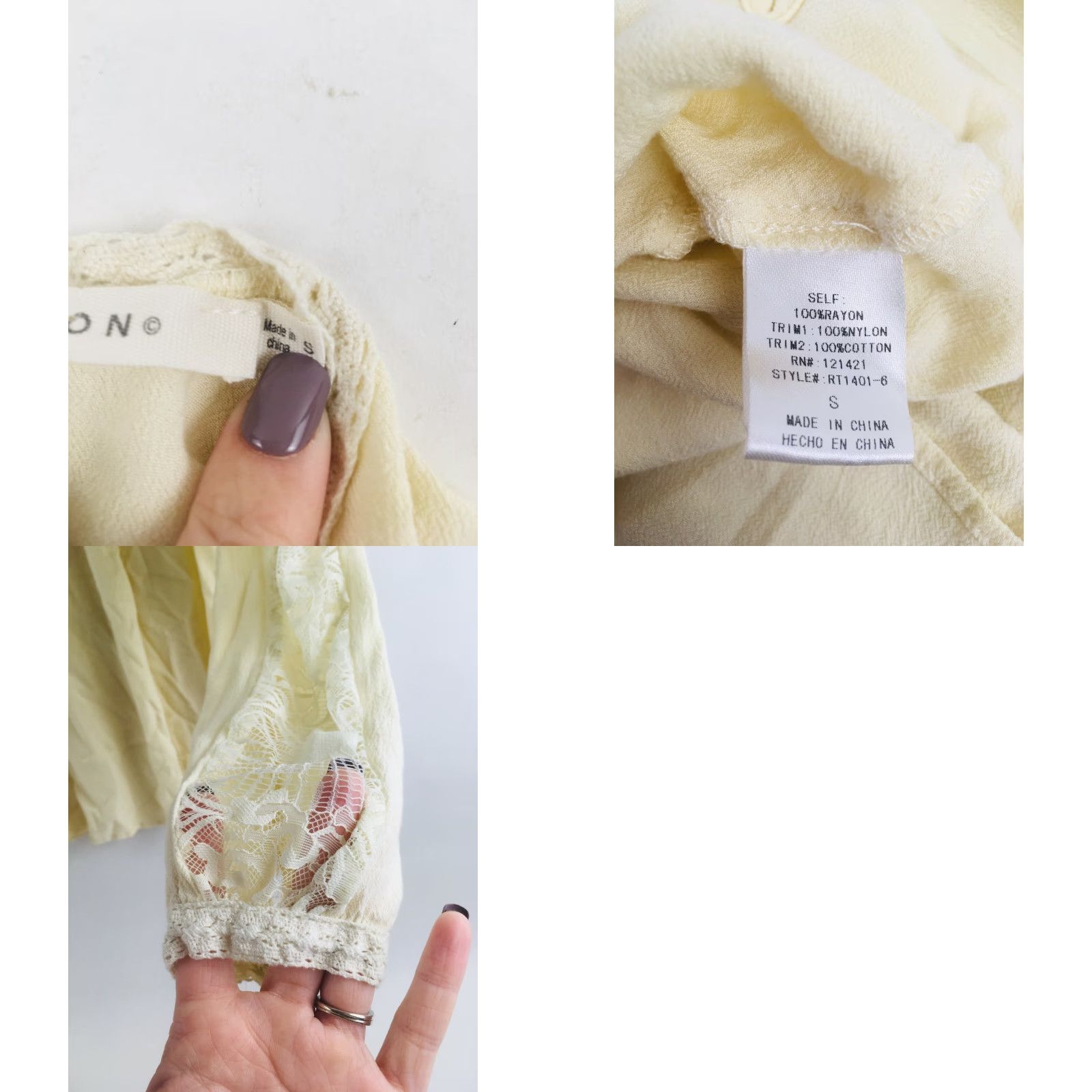 Vintage Ellison Blouse Women's Size Small Long Sleeve Pullover Crochet Ruffles Crew Neck Yellow Size S / US 4 / IT 40 - 8 Thumbnail