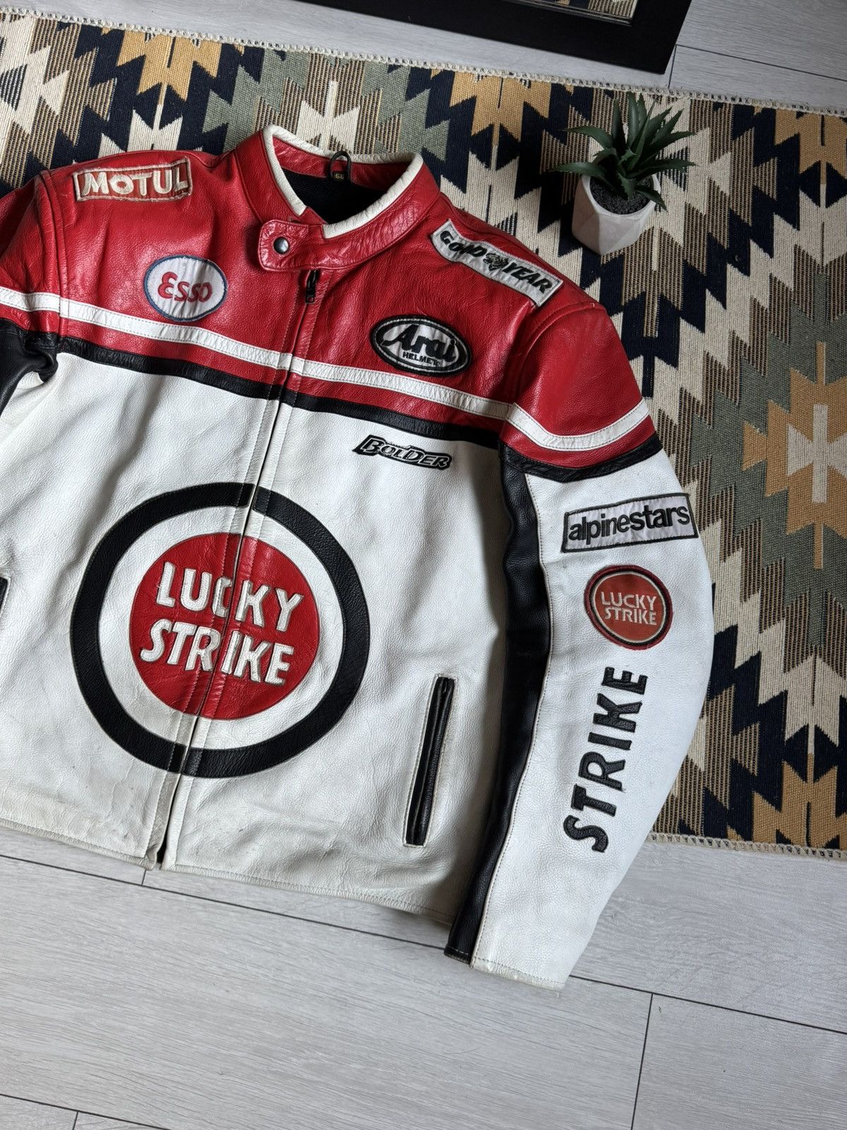 Vintage Vintage 90’s Lucky Strike Big Logo Racing Leather Jacket Size US L / EU 52-54 / 3 - 4 Thumbnail