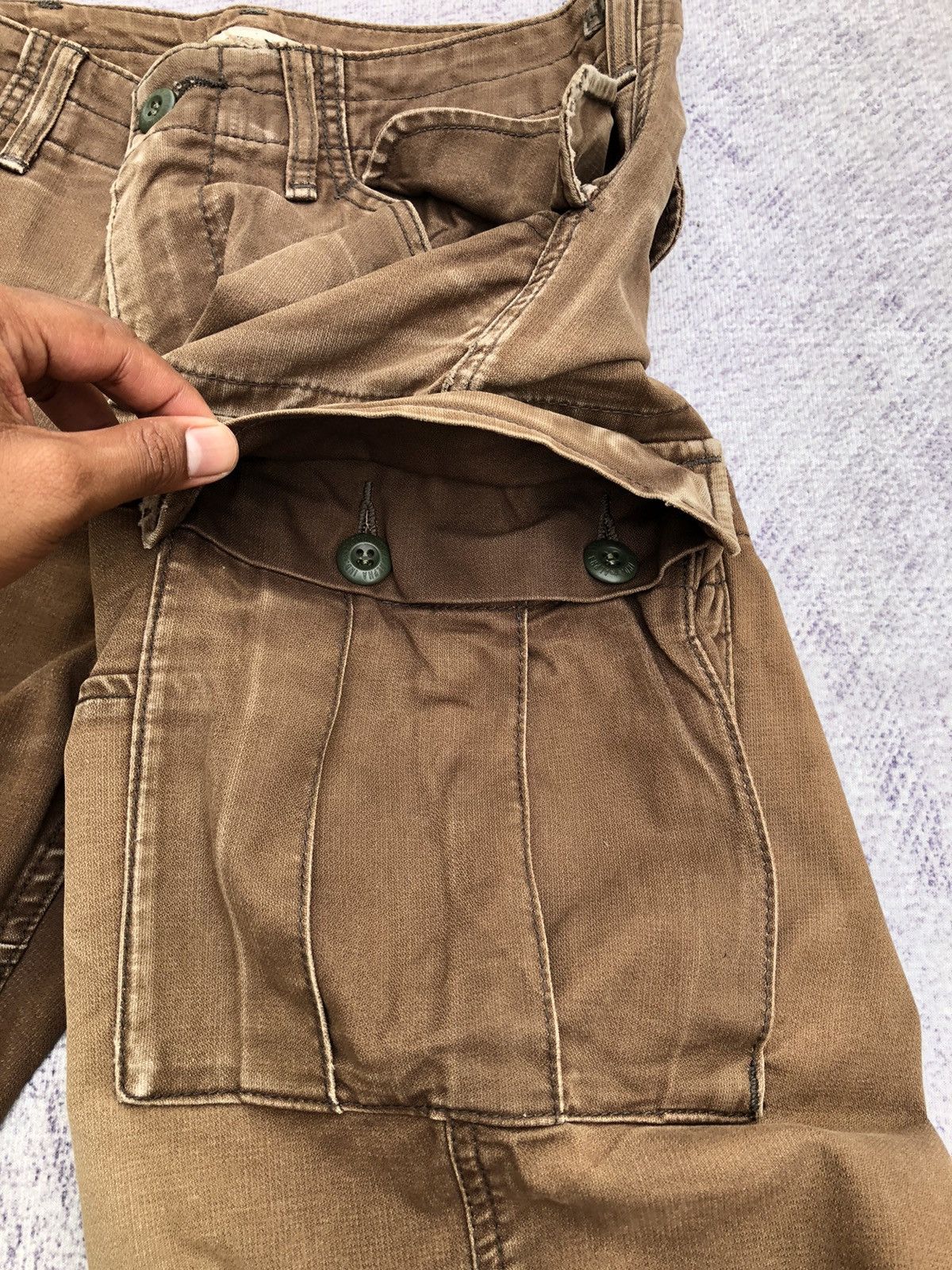 Alpha Industries × Japanese Brand Japanese Cargo Pants Faded Brown Vintage Pattern Size US 26 / EU 42 - 6 Thumbnail