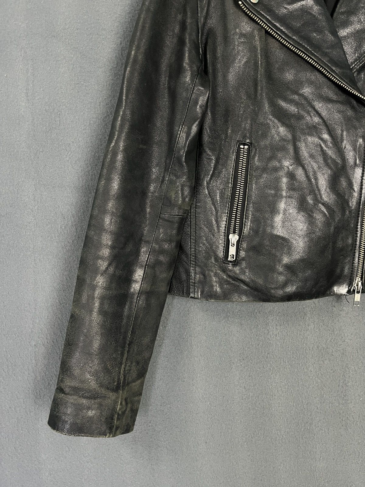 Genuine Leather × HARE × Japanese Brand Hare Lambskin Leather Cropped Bike Jacket Size S / US 4 / IT 40 - 4 Thumbnail