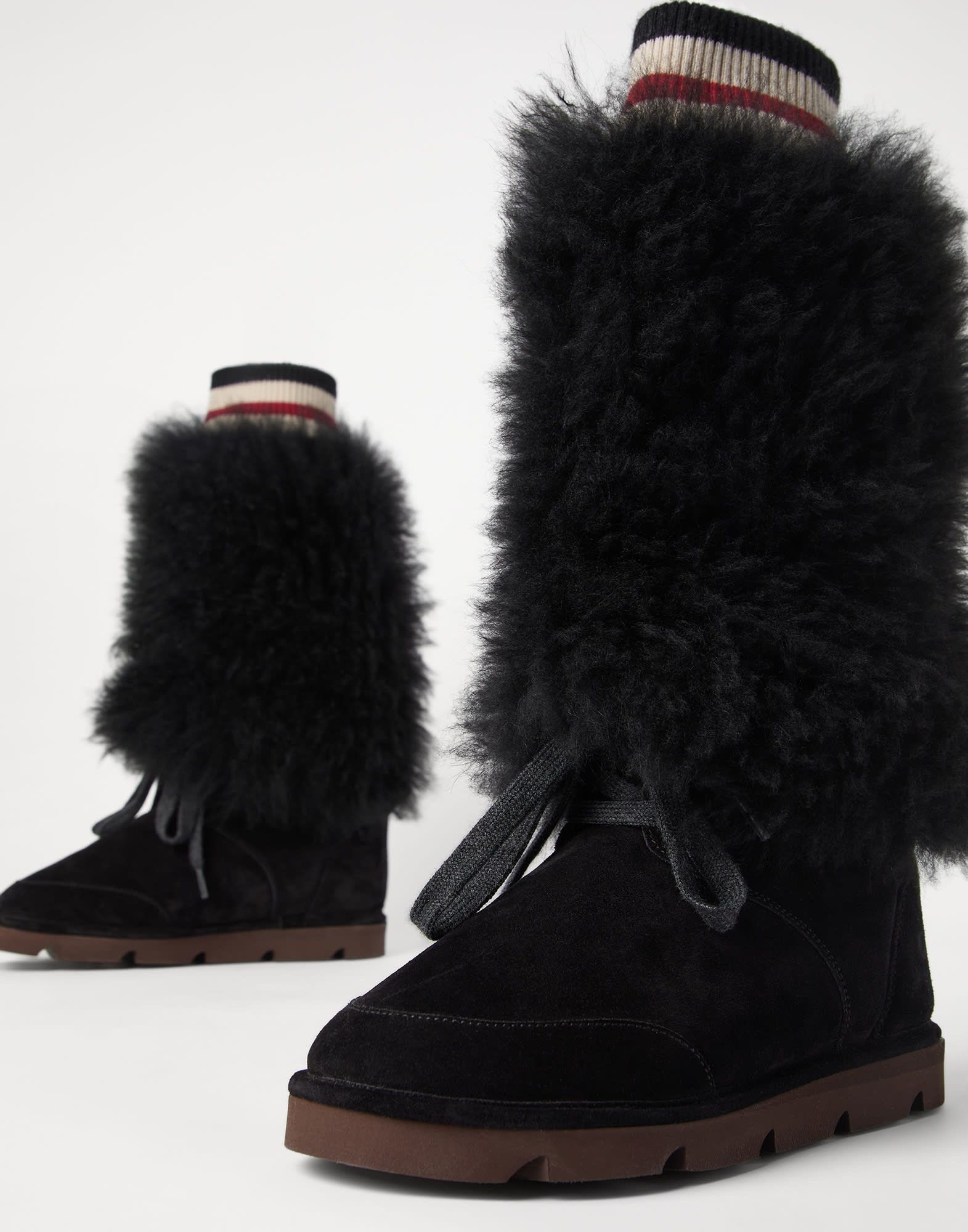 Brunello Cucinelli o1la1rc1a1025 Suede Boots in Black Size US 8 / IT 38 - 3 Thumbnail